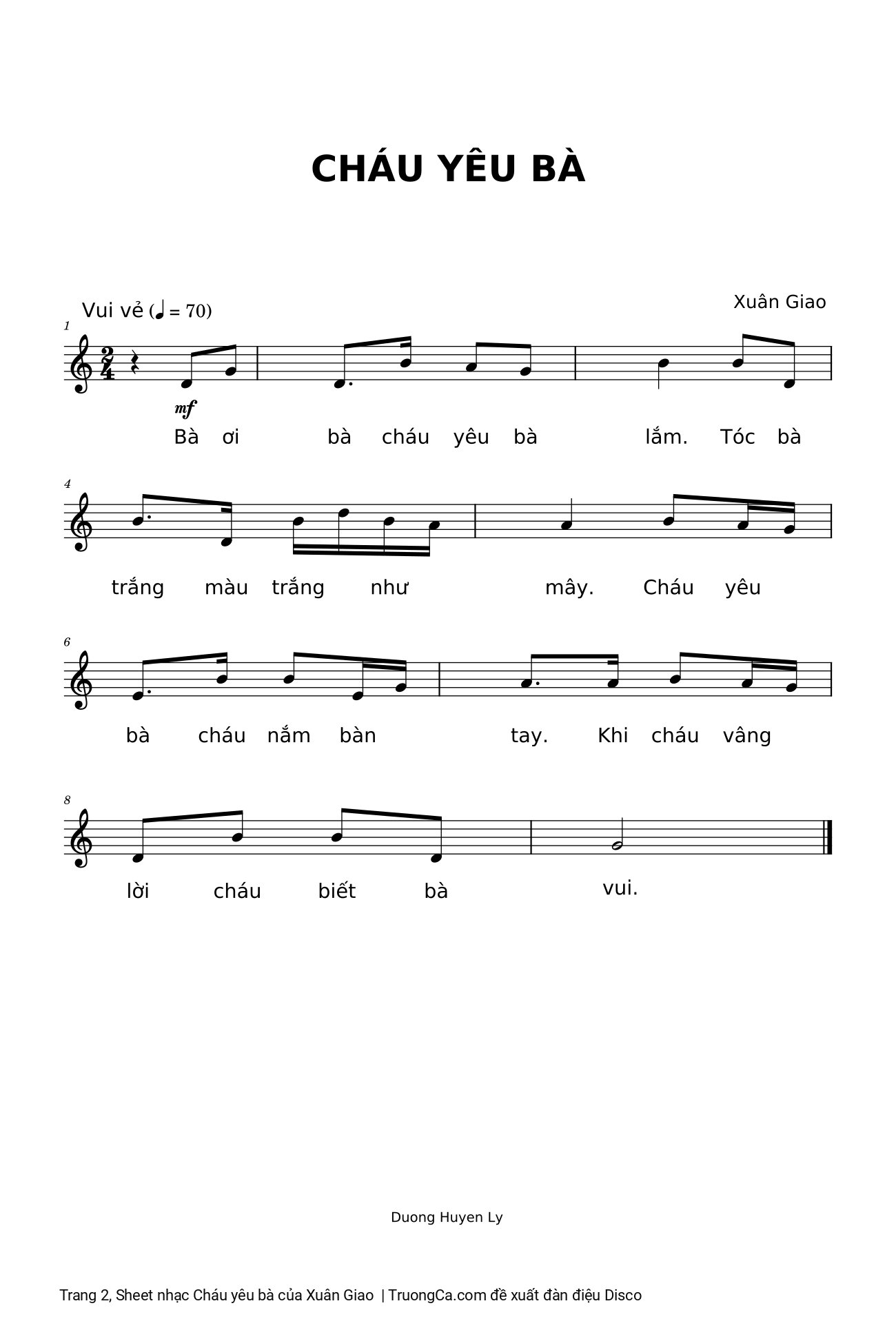Page 2 of Sheet music PDF Cháu yêu bà - Xuân Giao