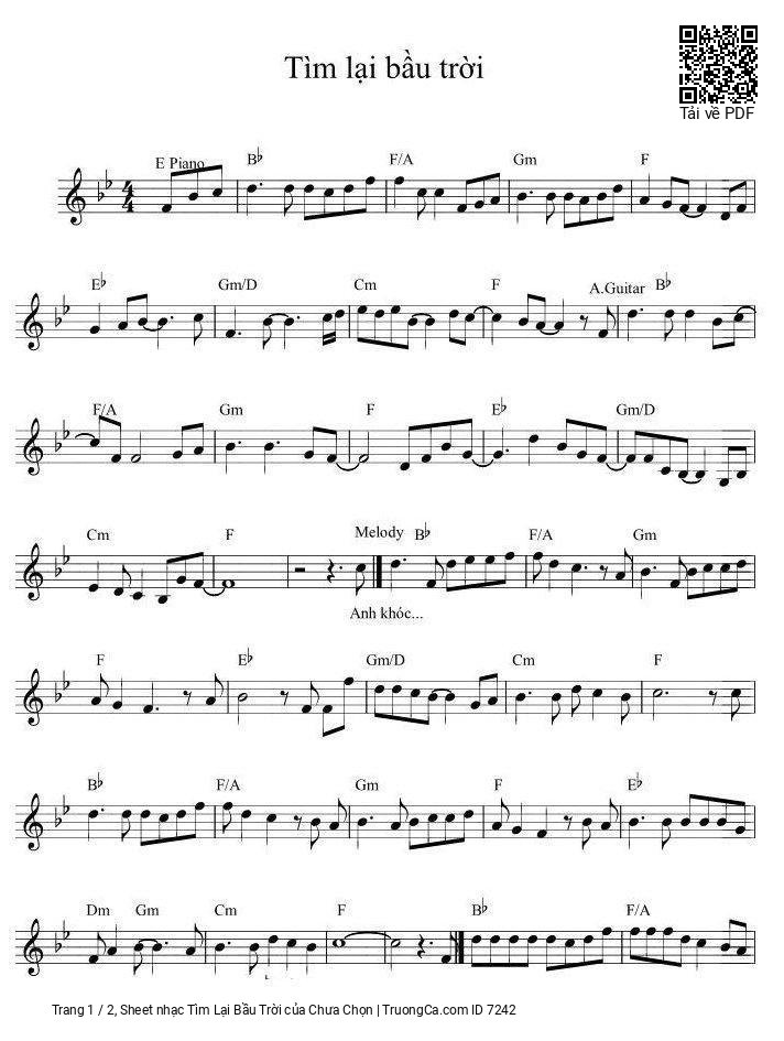 Sheet PDF of Tìm Lại Bầu Trời