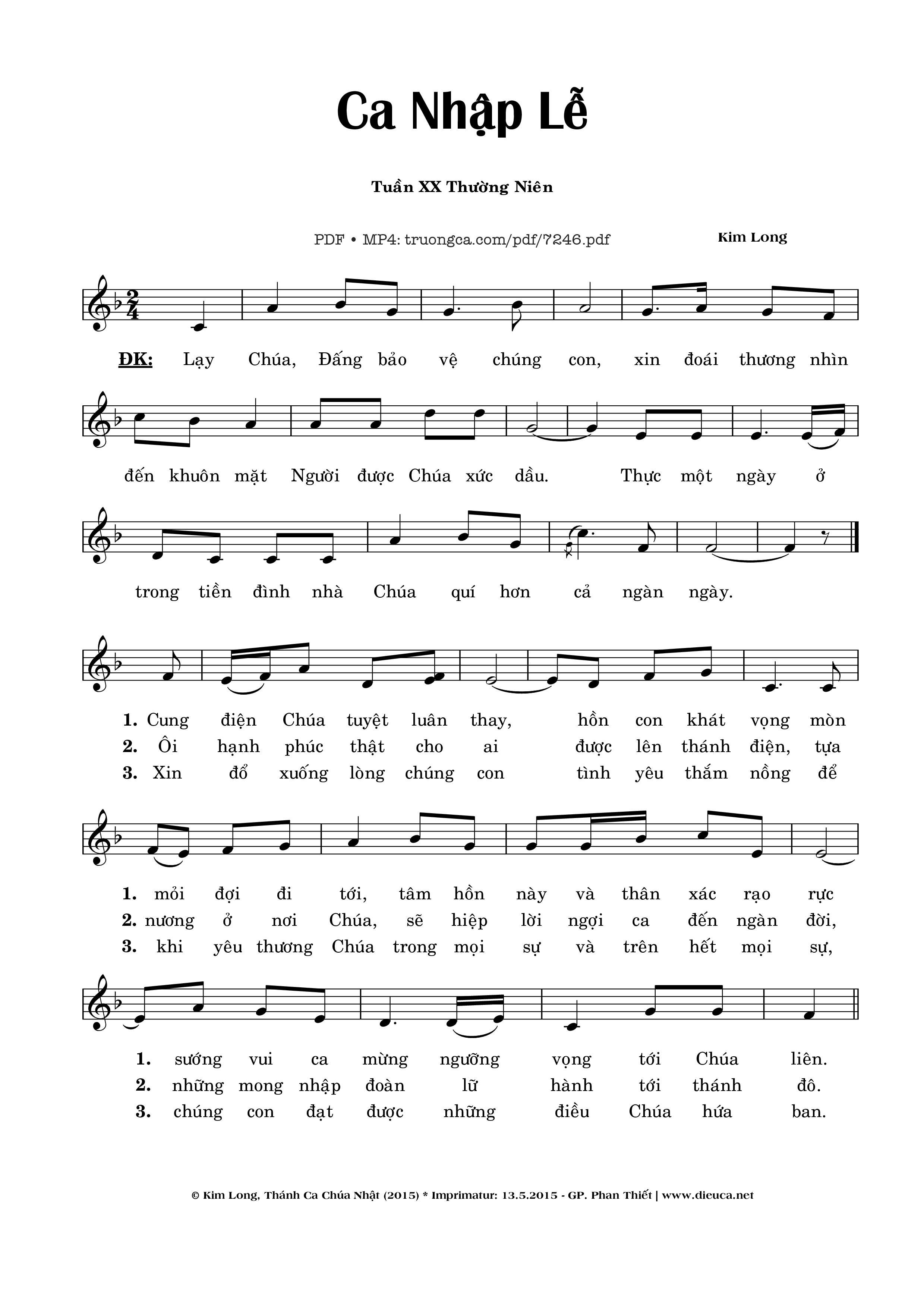 Sheet PDF of Ca Nhập Lễ 20 Thường Niên