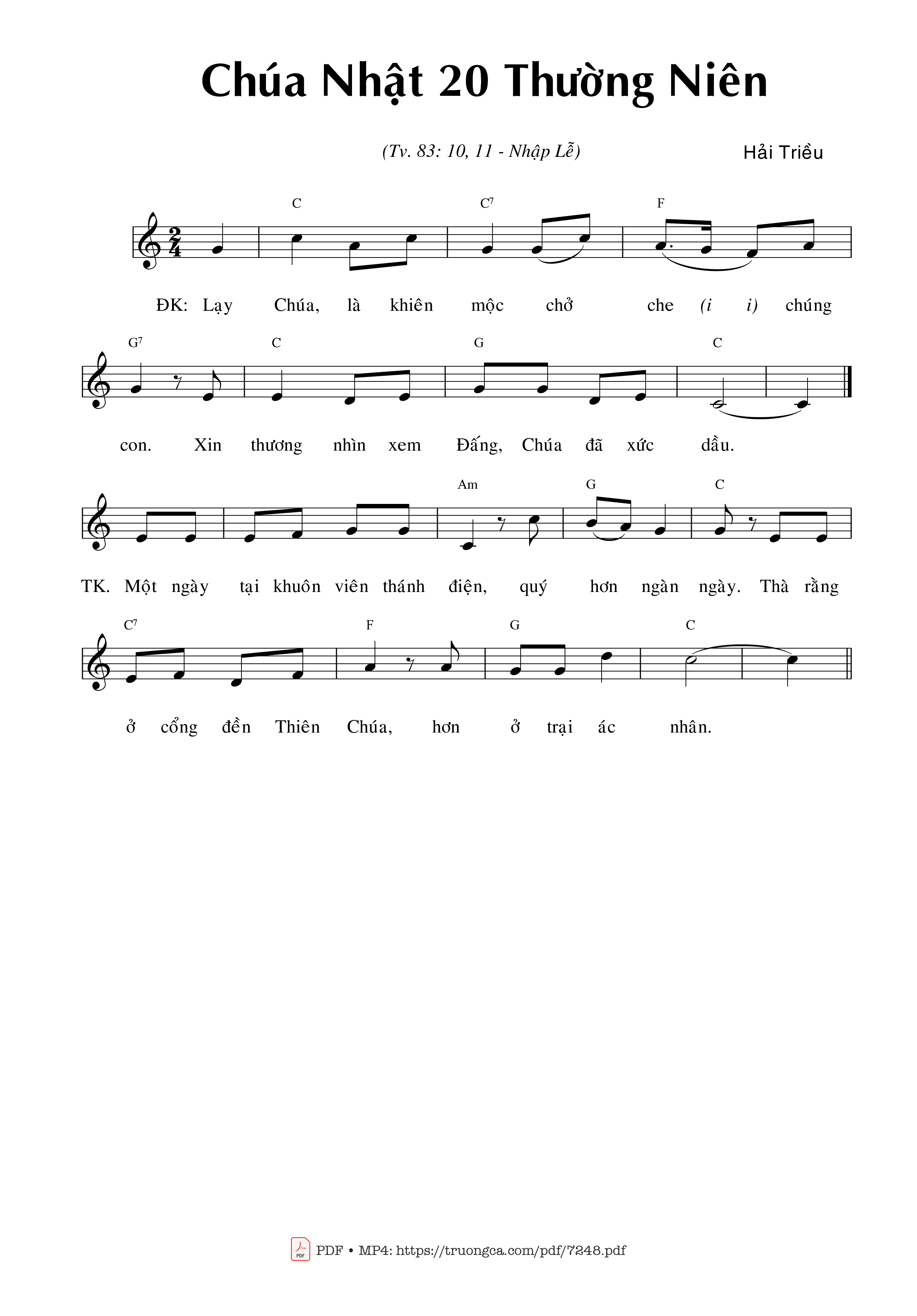 Page 1 of Sheet music PDF Chúa Nhật 20 Thường Niên (Thánh Vịnh 83) - Hải Triều