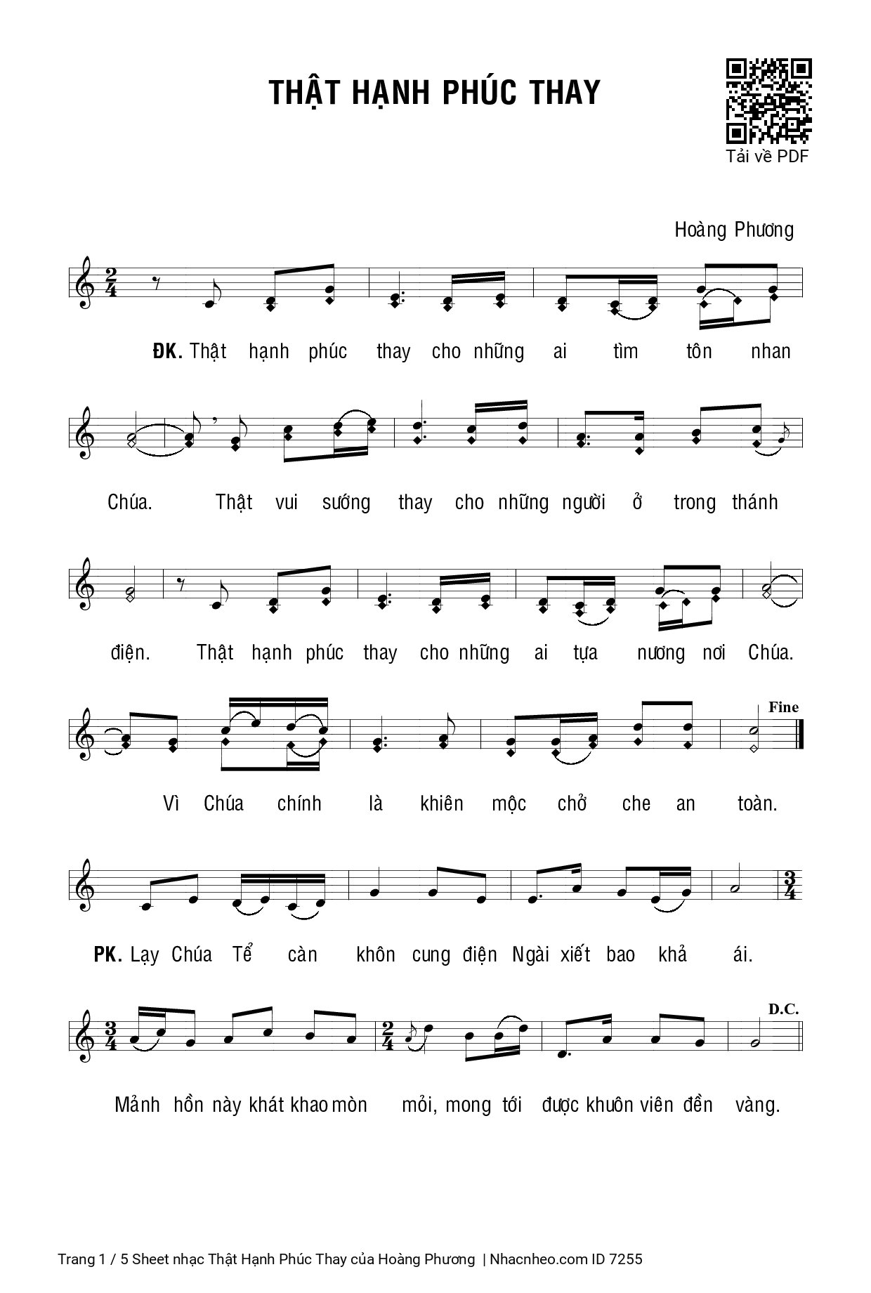 Sheet PDF of Thật Hạnh Phúc Thay