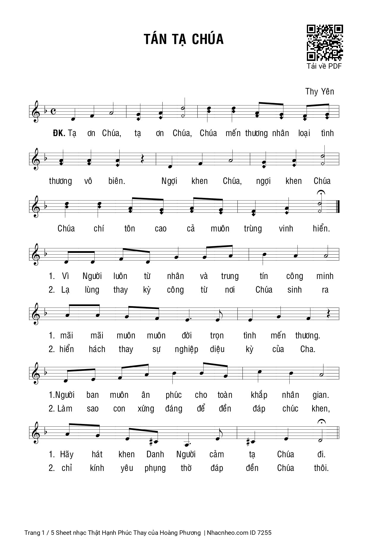Page 5 of Sheet music PDF Thật Hạnh Phúc Thay - Hoàng Phương