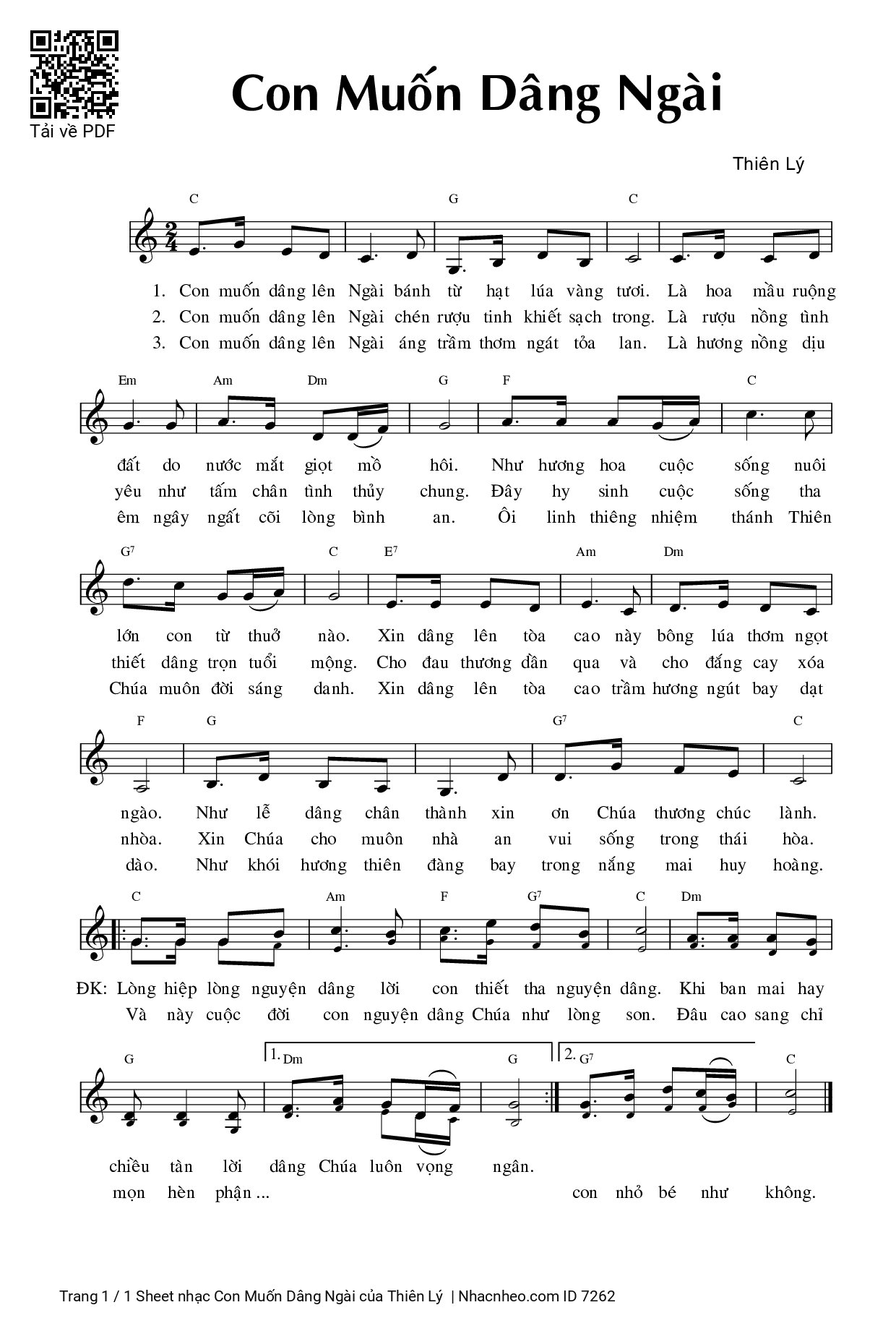 Sheet PDF of Con Muốn Dâng Ngài