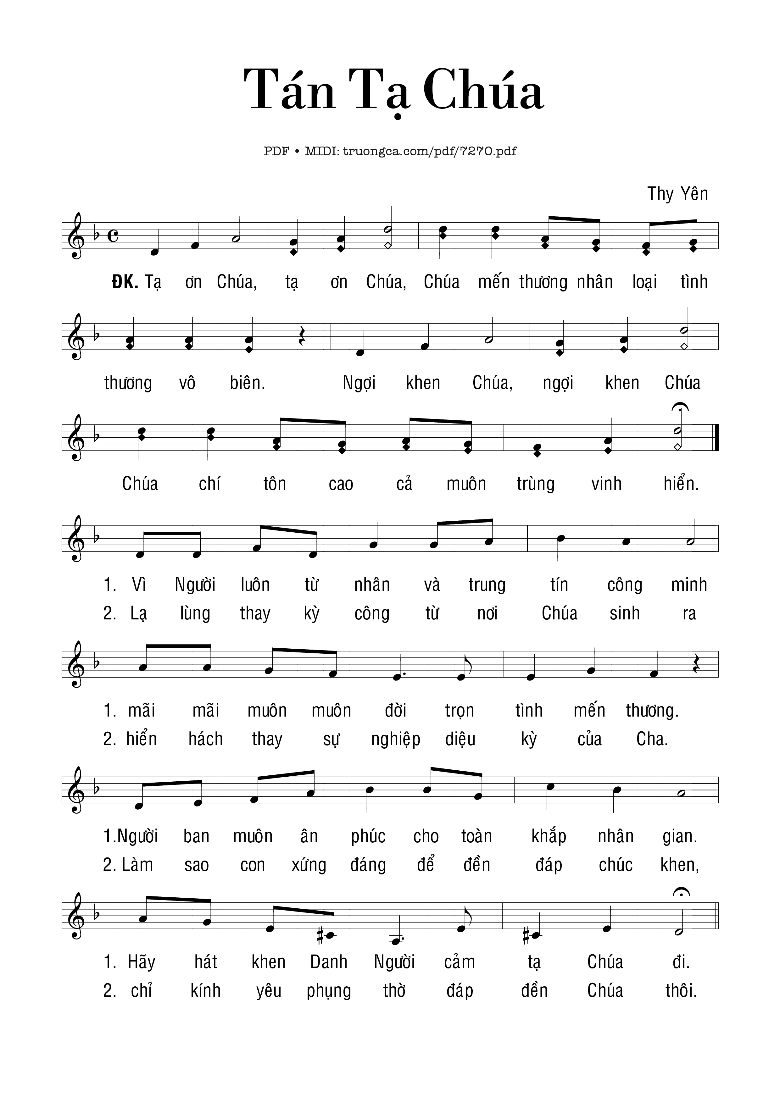 Tán Tạ Chúa - Thy Yên