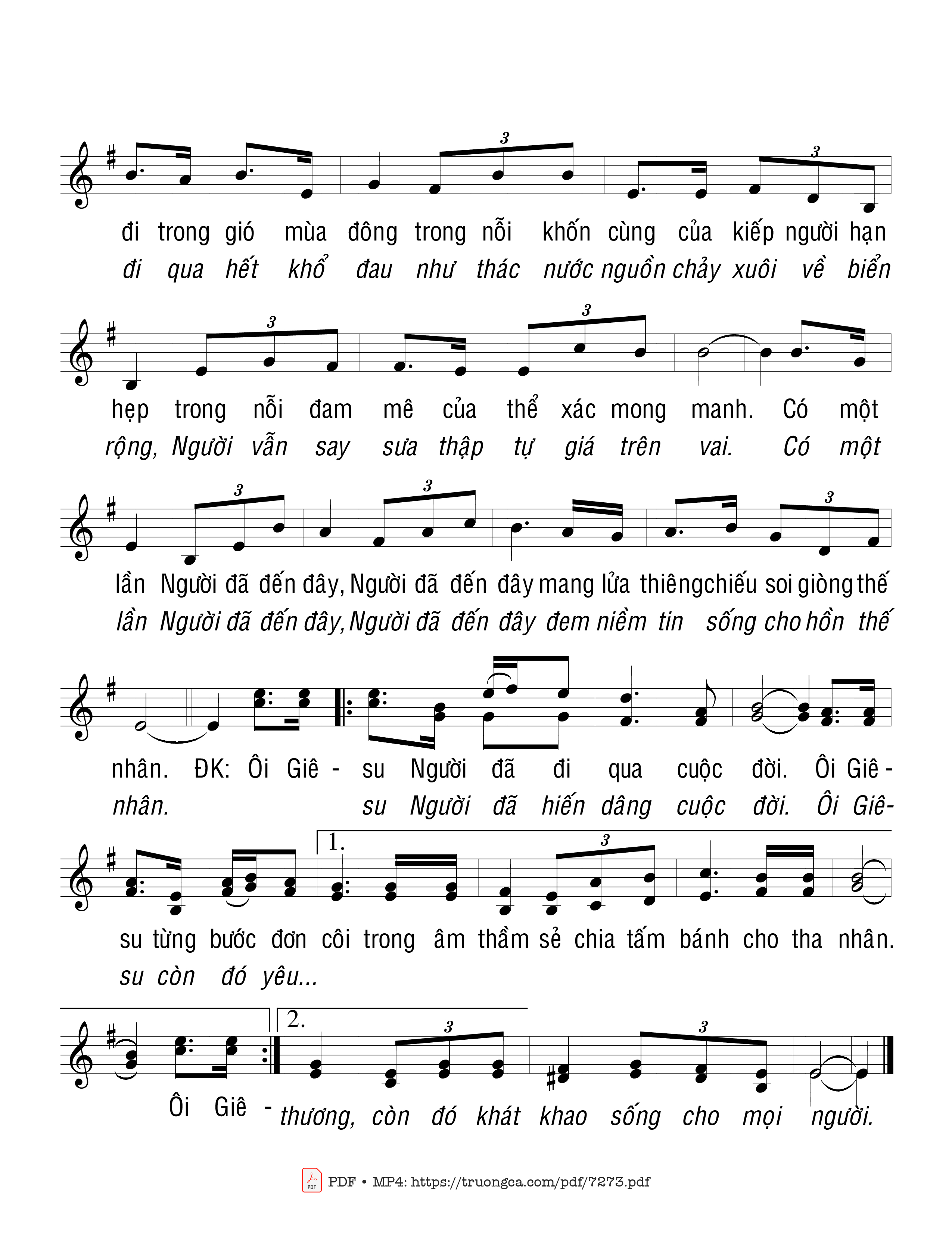 Page 2 of Sheet music PDF Giêsu! Người đã đến đây - Ngọc Linh