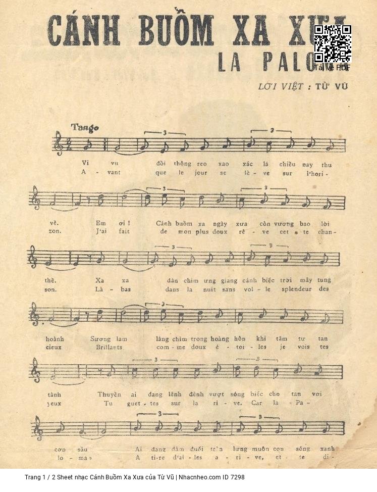 Sheet PDF of Cánh Buồm Xa Xưa