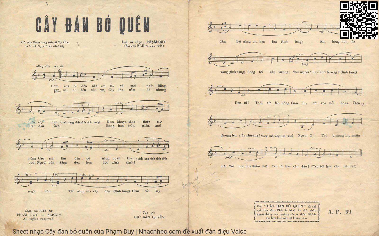 Page 2 of Sheet music PDF Cây đàn bỏ quên - Phạm Duy