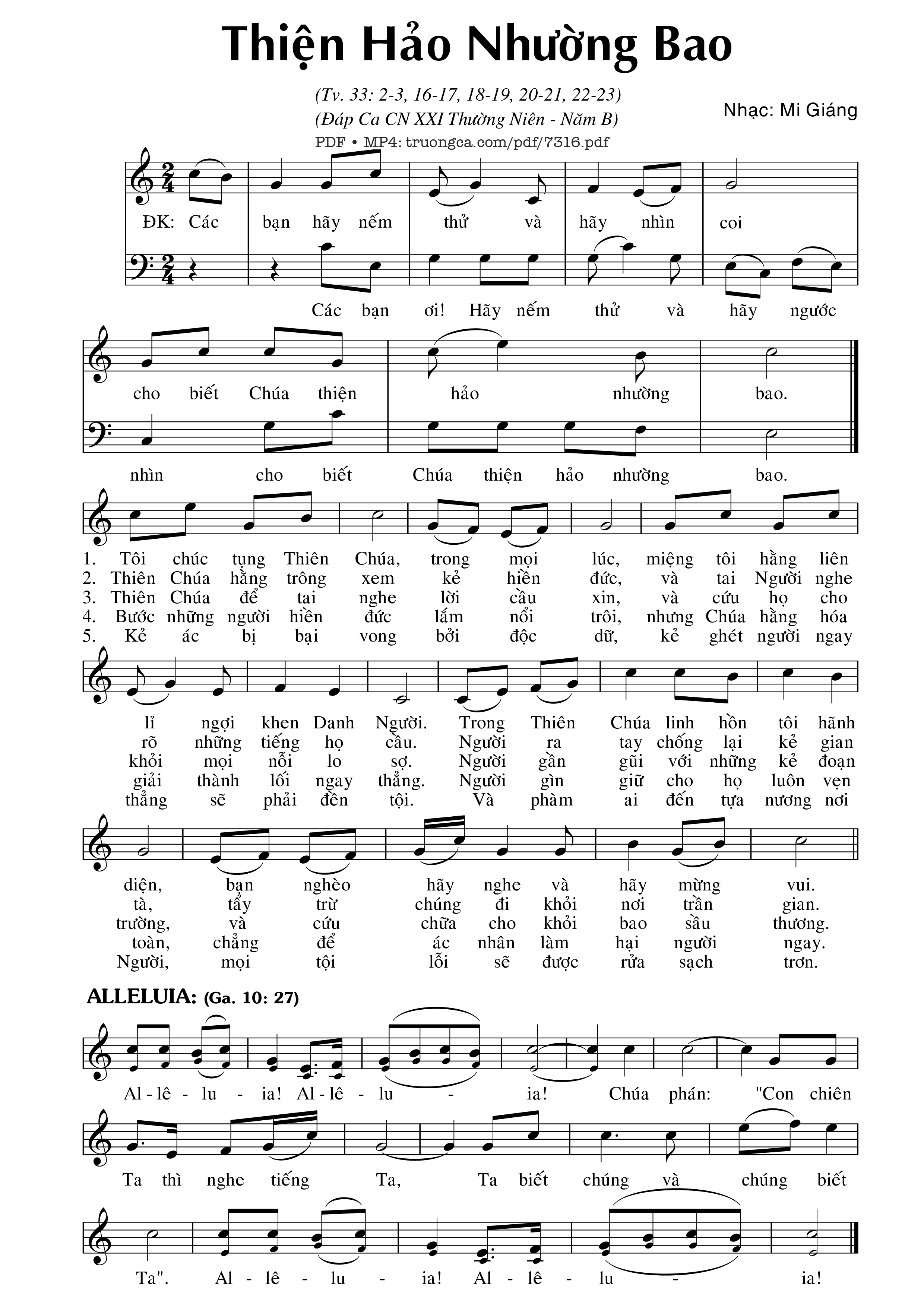 Sheet PDF of Thiện Hảo Nhường Bao (Thánh Vịnh 33) *