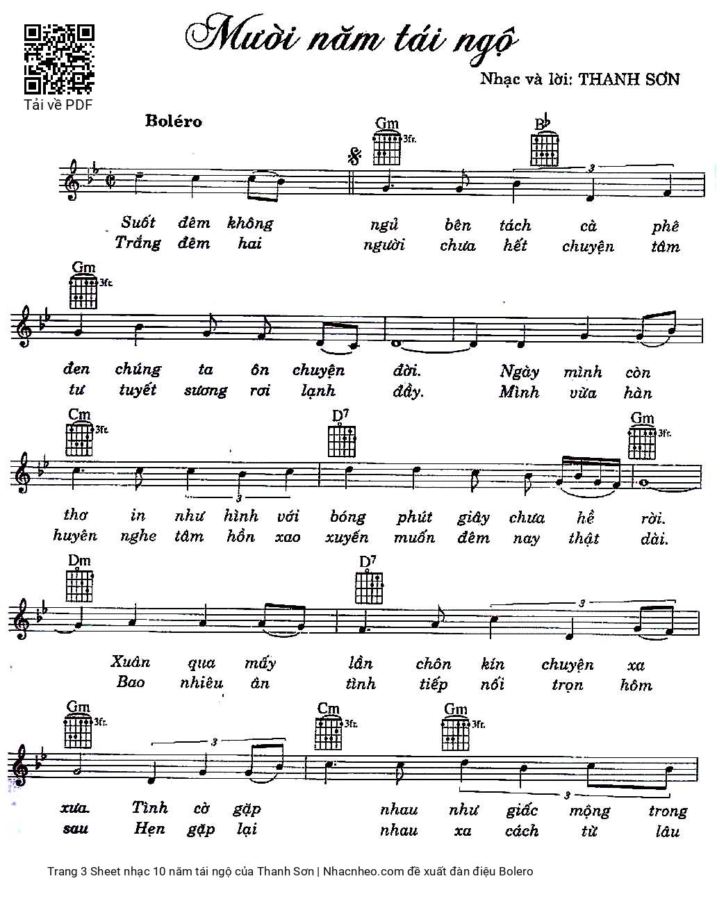 Page 3 of Sheet music PDF 10 năm tái ngộ - Thanh Sơn