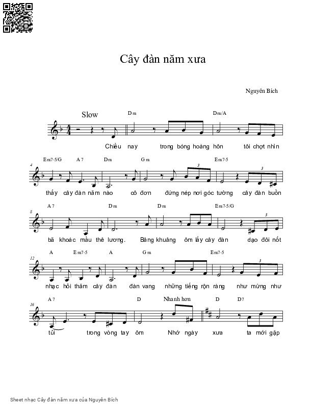Sheet PDF of Cây đàn năm xưa