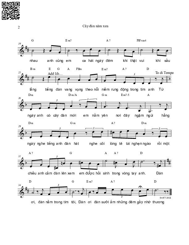 Page 2 of Sheet music PDF Cây đàn năm xưa - Nguyên Bích