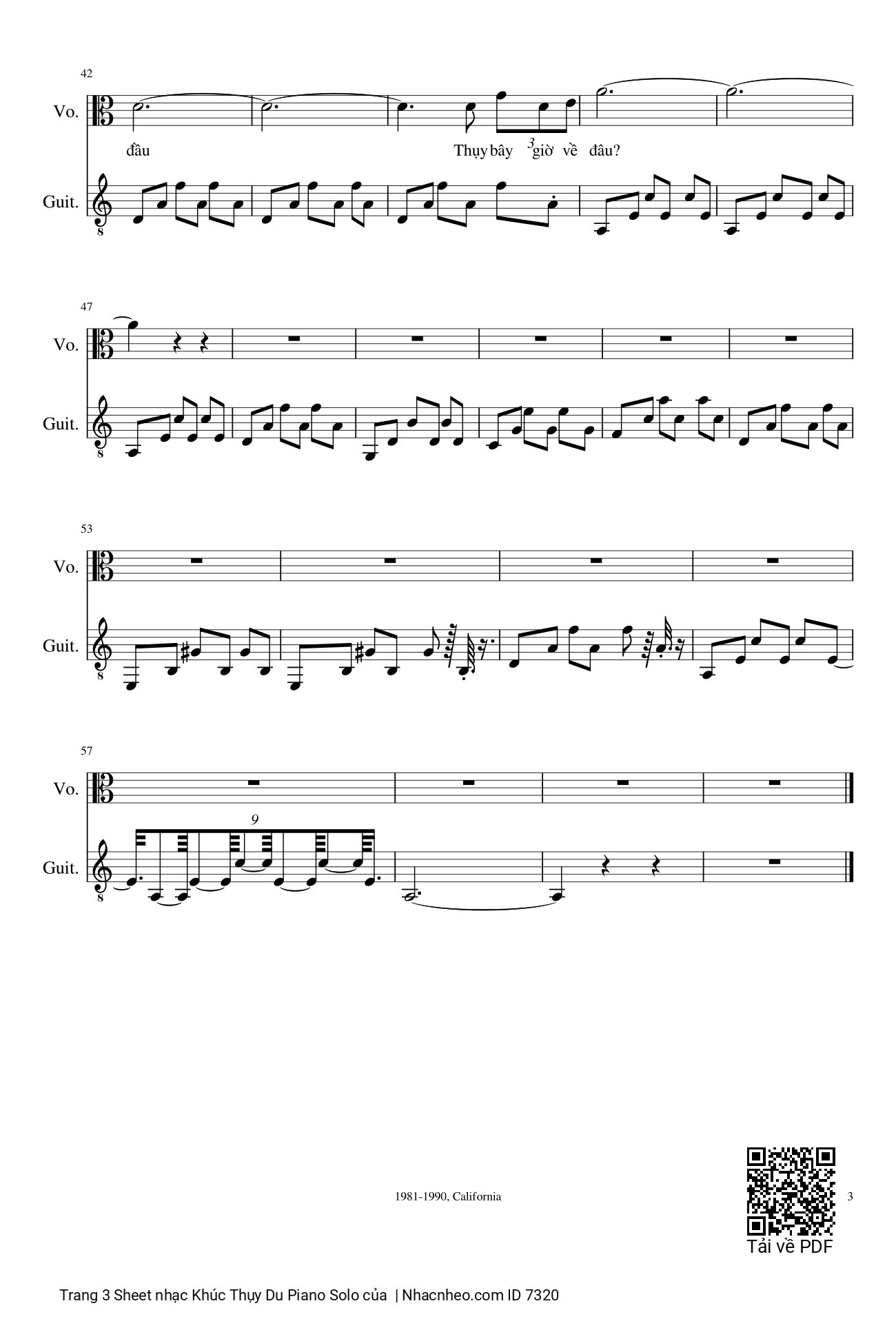 Page 3 of Sheet music PDF Khúc Thụy Du Piano Solo - Anh Bằng