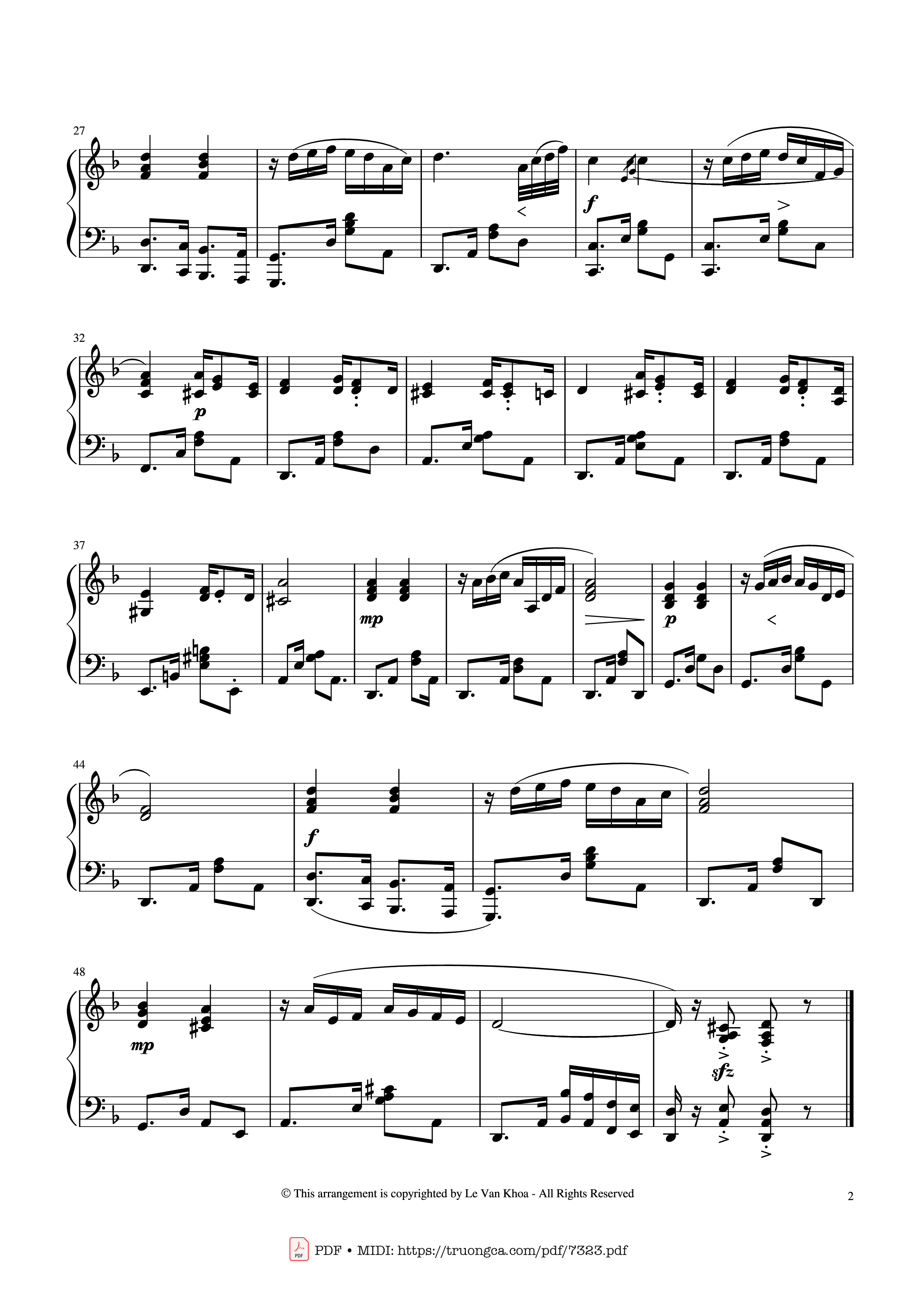 Page 2 of Sheet music PDF Đêm Đông Piano Solo - Nguyễn Văn Thương