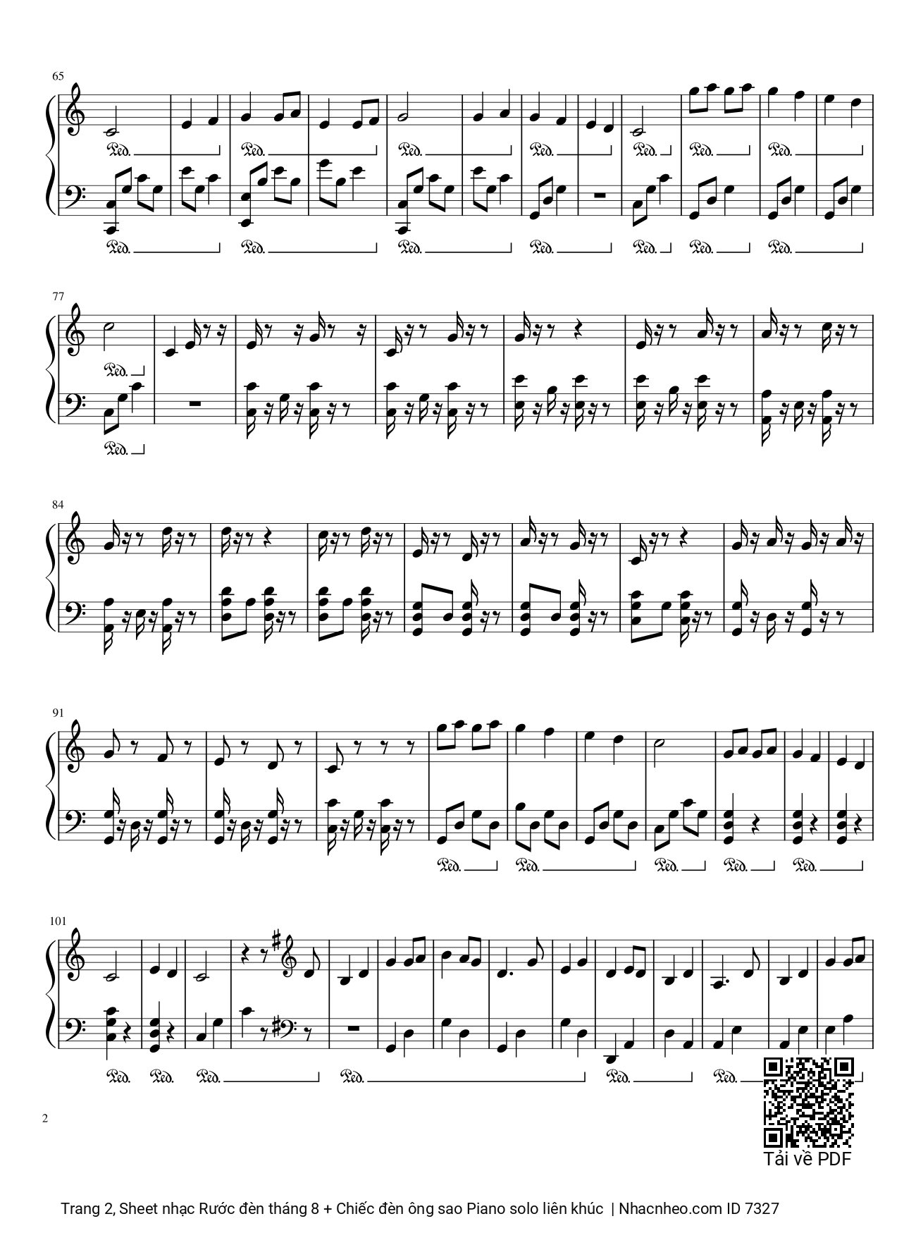 Page 2 of Sheet music PDF Rước đèn tháng 8 + Chiếc đèn ông sao Piano solo liên khúc - Phạm Tuyên