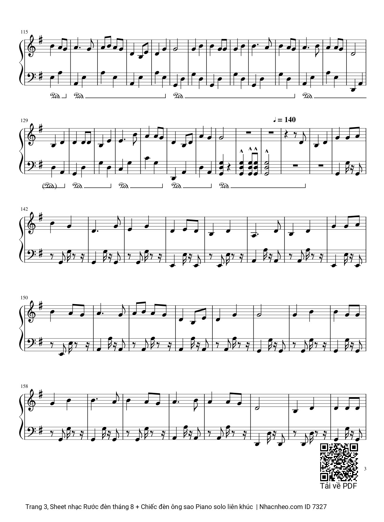 Page 3 of Sheet music PDF Rước đèn tháng 8 + Chiếc đèn ông sao Piano solo liên khúc - Phạm Tuyên