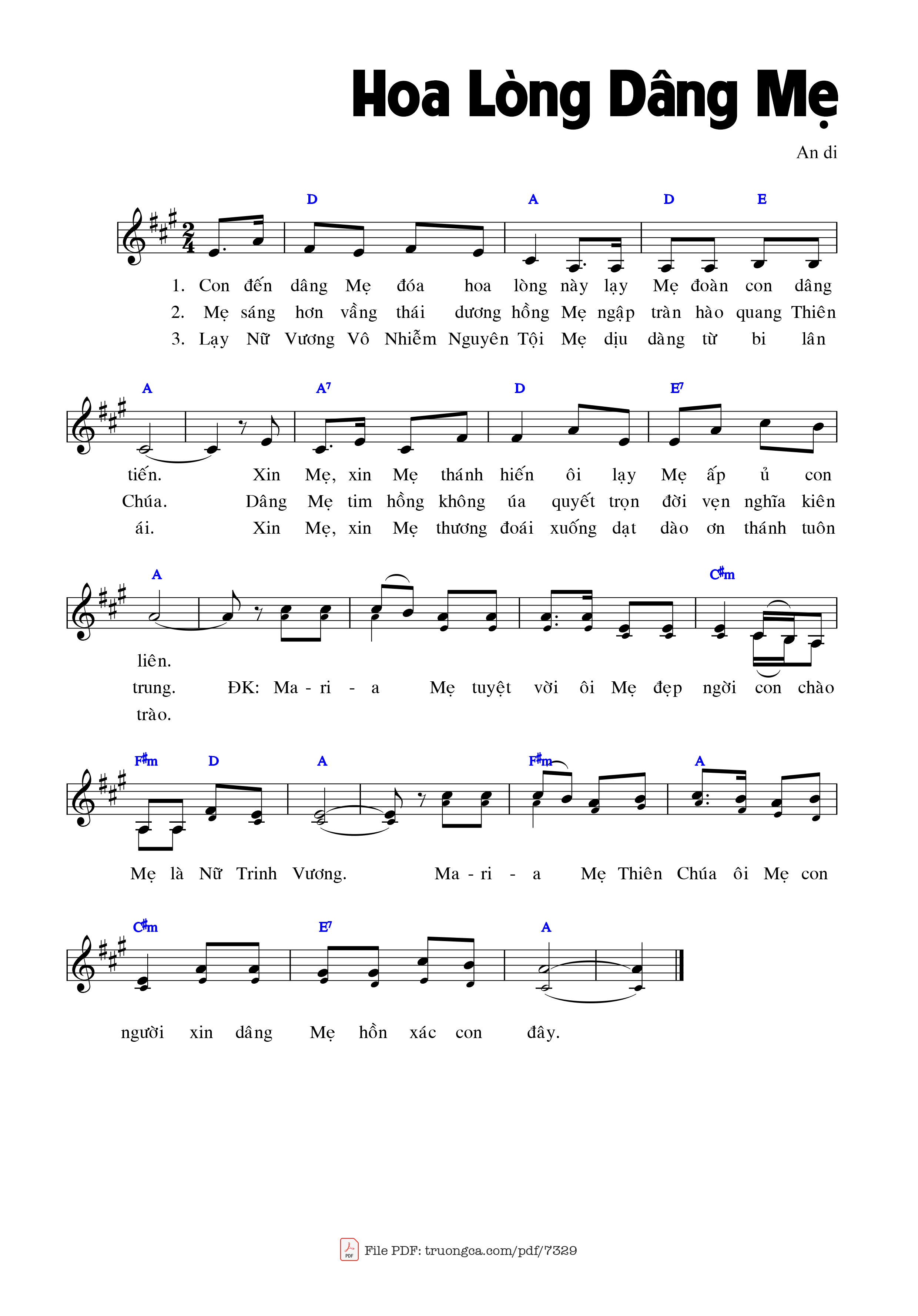 Sheet PDF of Hoa Lòng Dâng Mẹ
