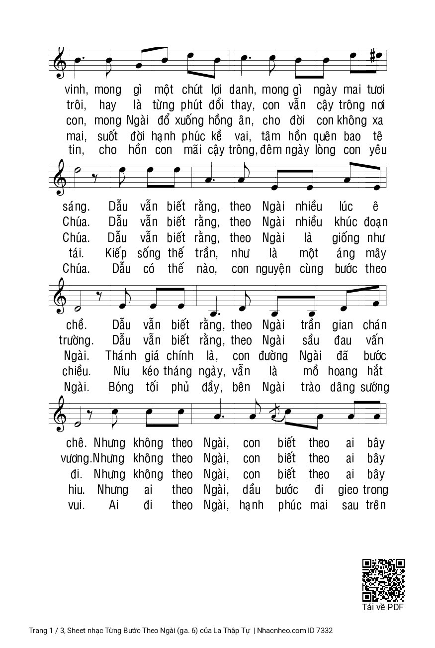 Page 2 of Sheet music PDF Từng Bước Theo Ngài (ga. 6) - La Thập Tự