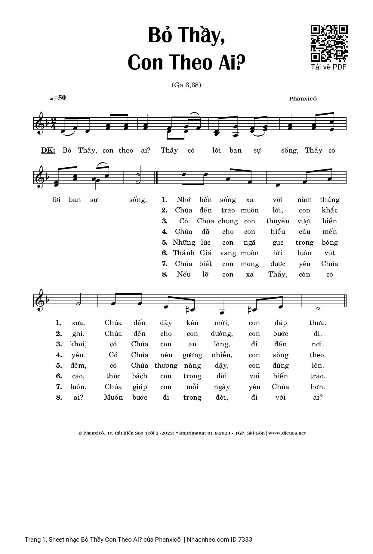 Sheet PDF of Bỏ Thầy Con Theo Ai?