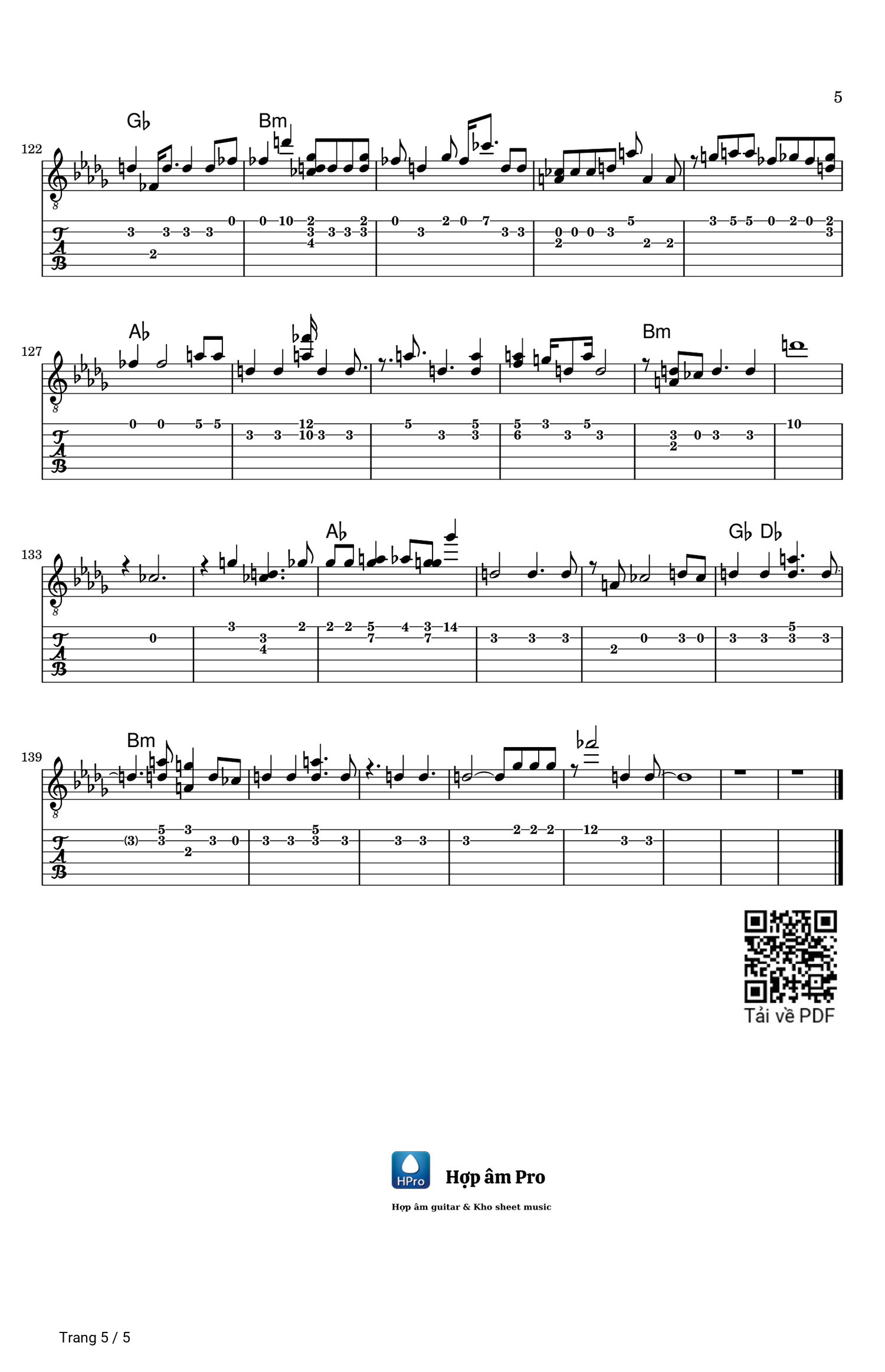 Page 5 of Sheet music PDF Guitar Tab Ngáo ngơ - HIEUTHUHAI