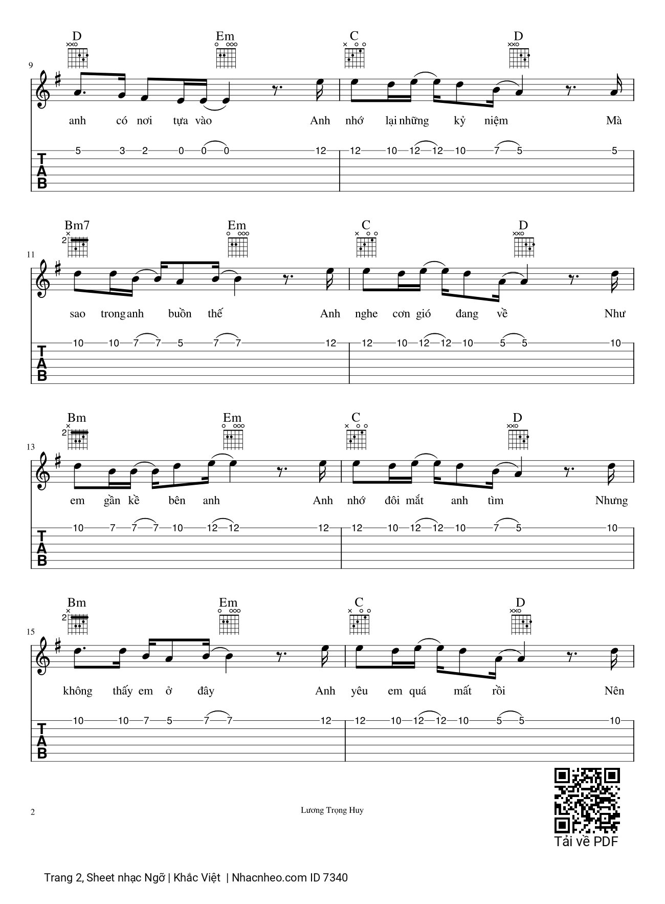Page 2 of Sheet music PDF Ngỡ Guitar solo - Khắc Việt