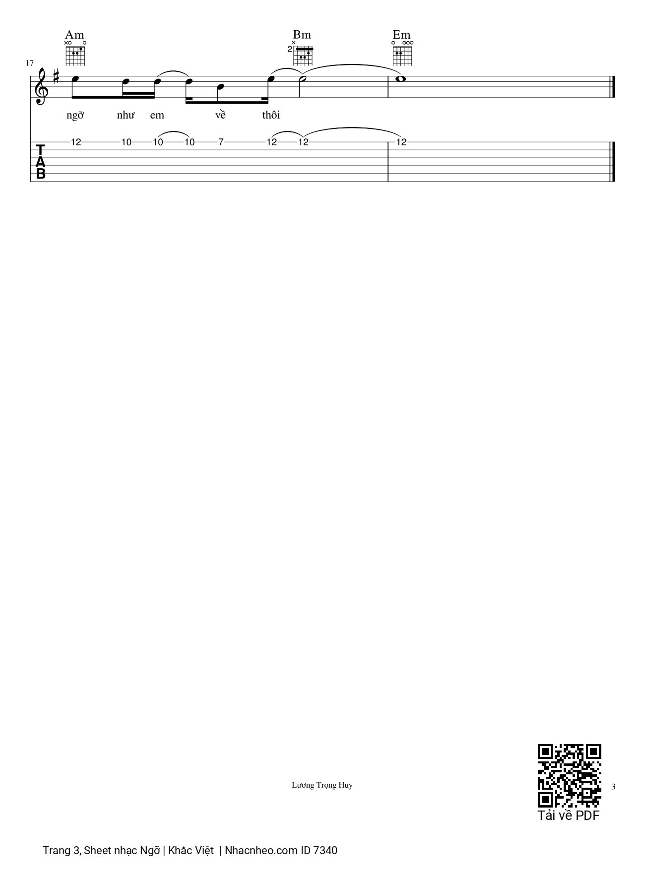Page 3 of Sheet music PDF Ngỡ Guitar solo - Khắc Việt