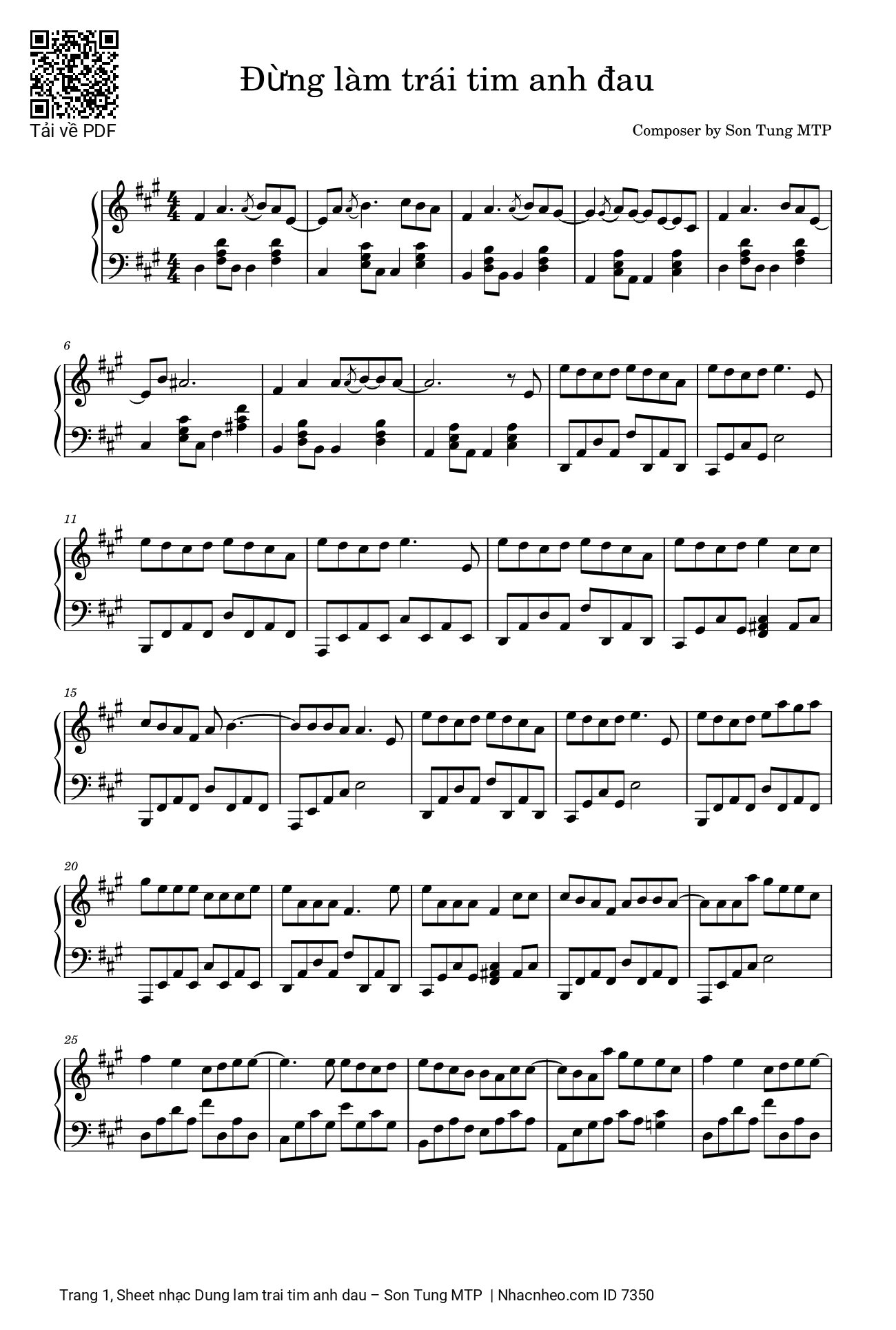 Page 1 of Sheet music PDF Đừng làm trái tim anh đau Piano - Sơn Tùng MTP