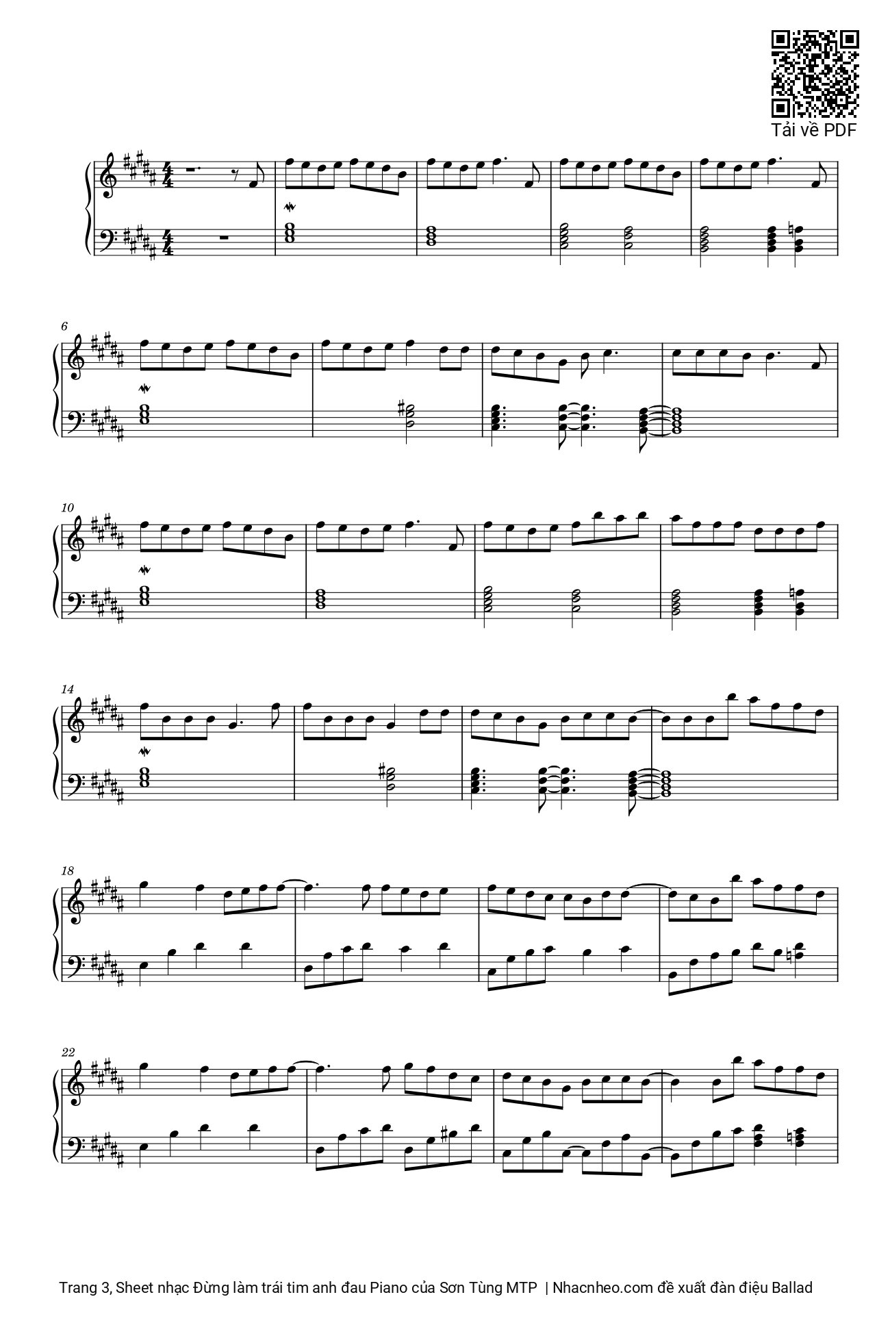 Page 3 of Sheet music PDF Đừng làm trái tim anh đau Piano - Sơn Tùng MTP