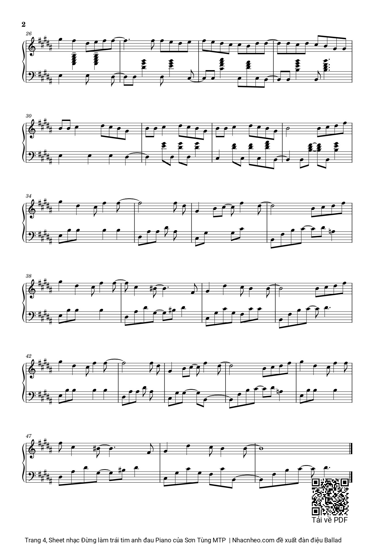 Page 4 of Sheet music PDF Đừng làm trái tim anh đau Piano - Sơn Tùng MTP