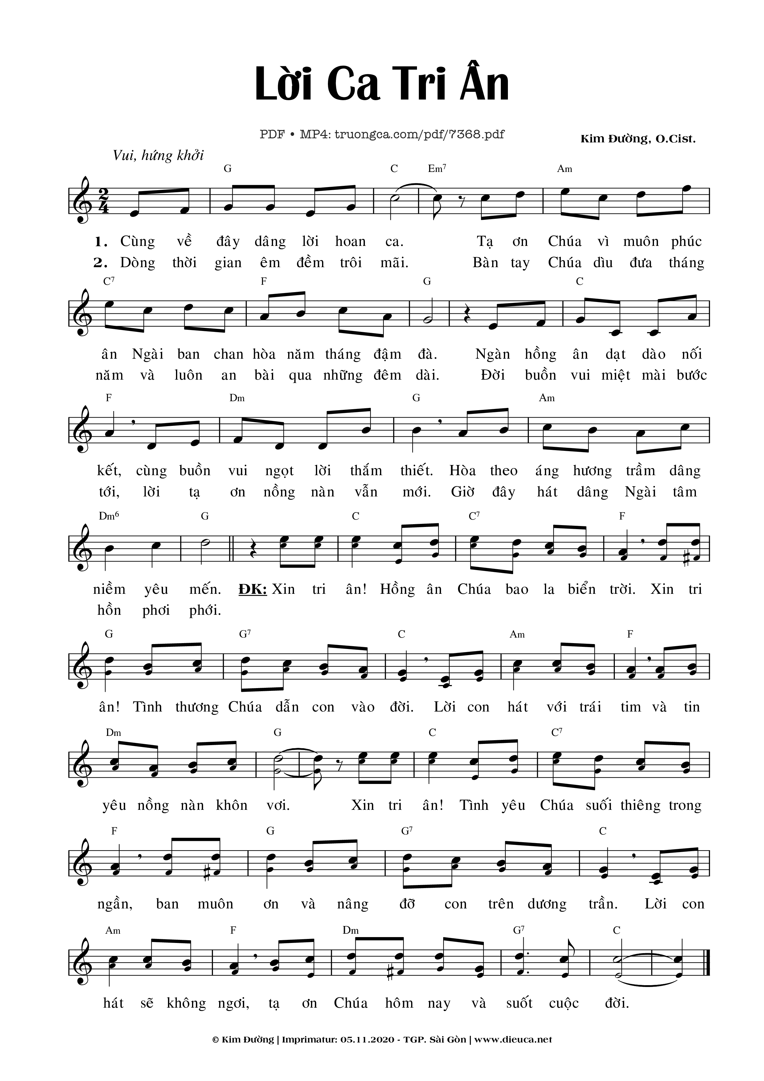 Lời Ca Tri ân - Kim Đường