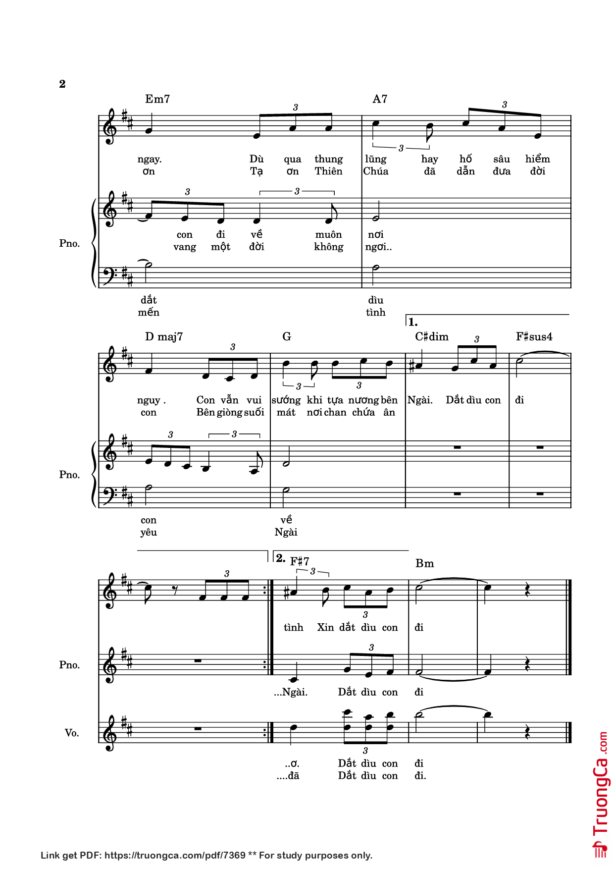 Page 2 of Sheet music PDF Dắt dìu con đi piano 3 bè đệm - Lãng Du