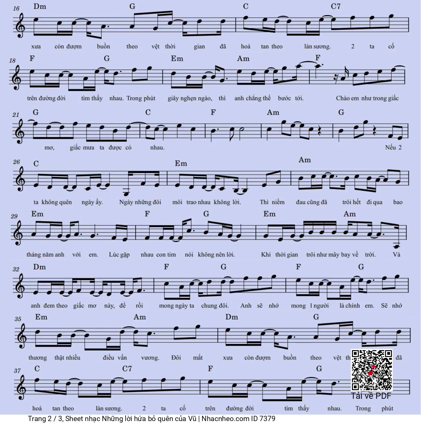 Page 2 of Sheet music PDF Những lời hứa bỏ quên - Vũ