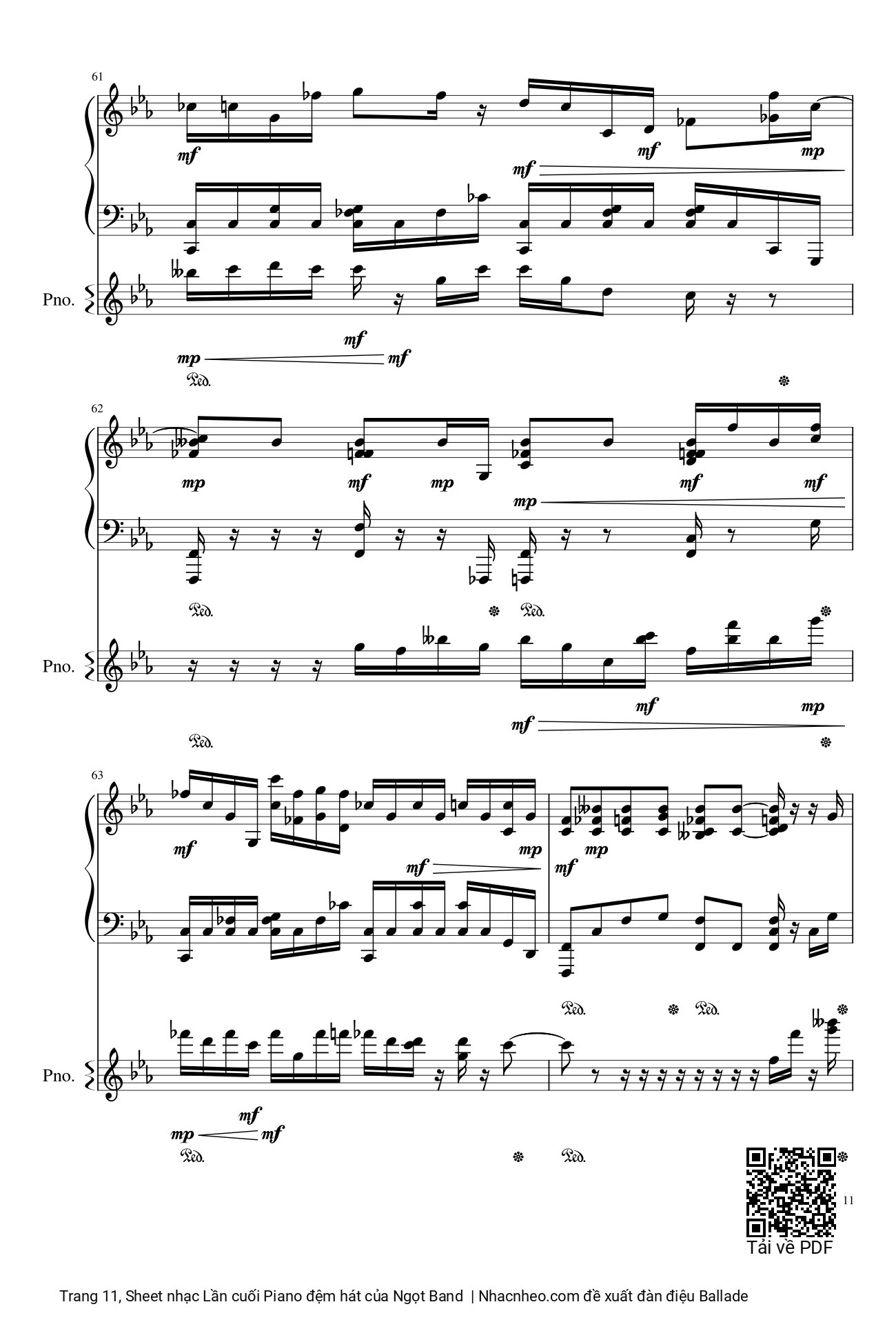 Page 11 of Sheet music PDF Lần cuối Piano đệm hát - Ngọt Band