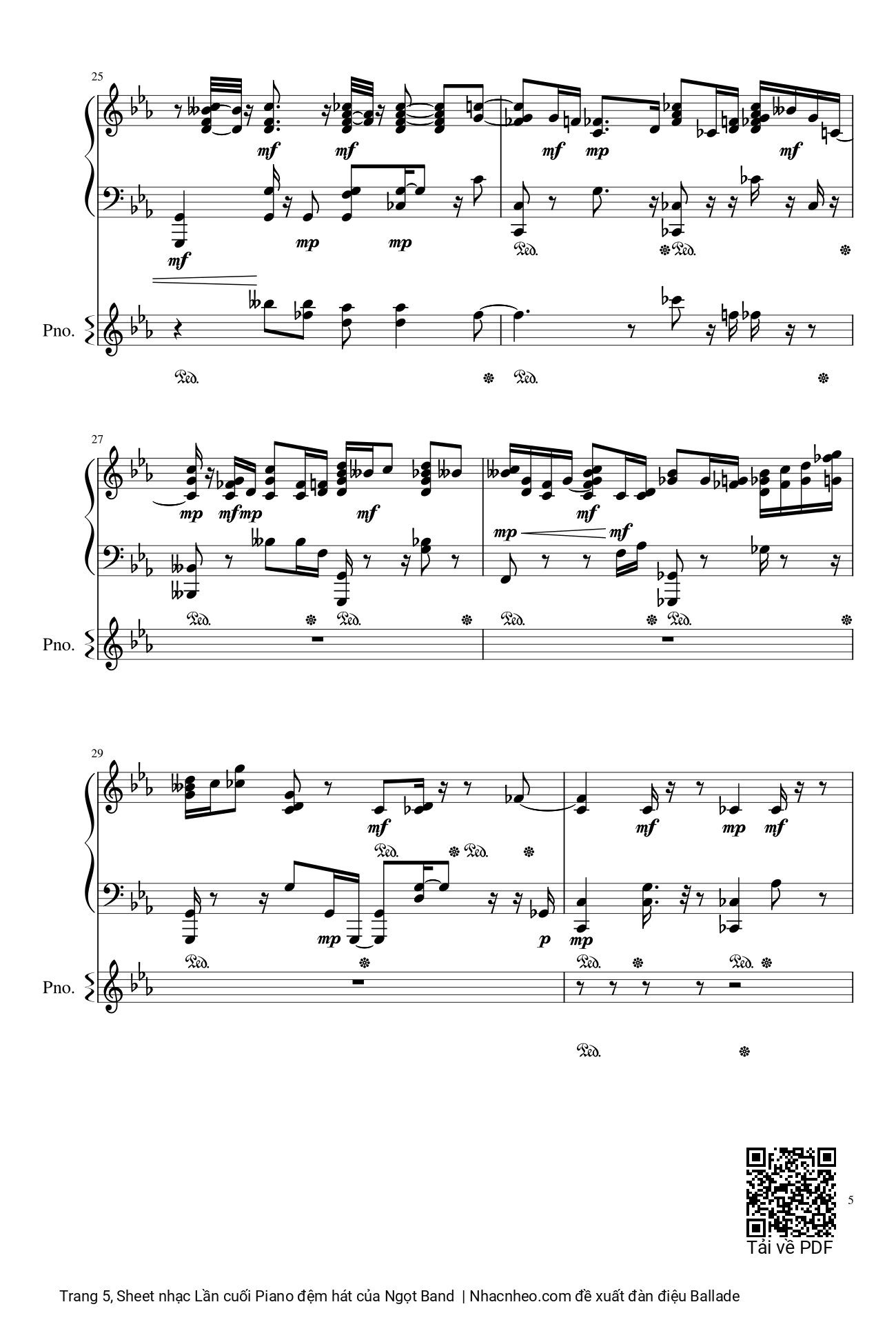 Page 5 of Sheet music PDF Lần cuối Piano đệm hát - Ngọt Band