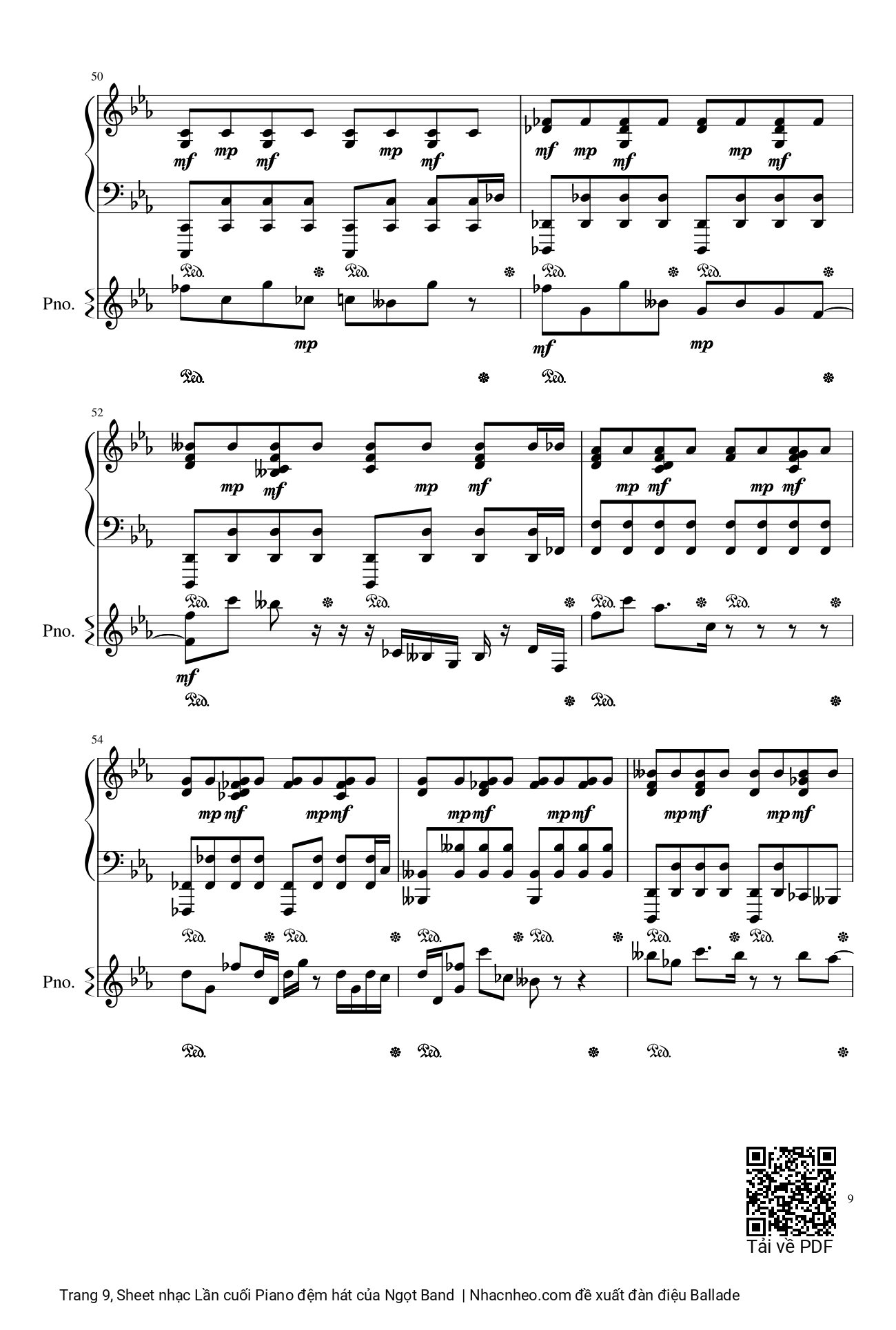 Page 9 of Sheet music PDF Lần cuối Piano đệm hát - Ngọt Band