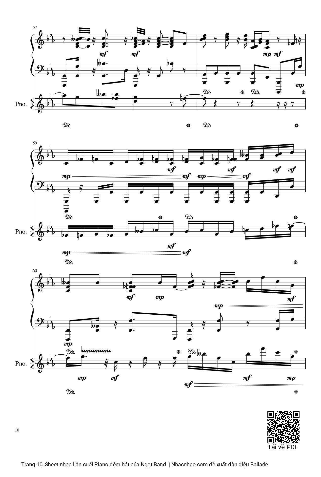Page 10 of Sheet music PDF Lần cuối Piano đệm hát - Ngọt Band