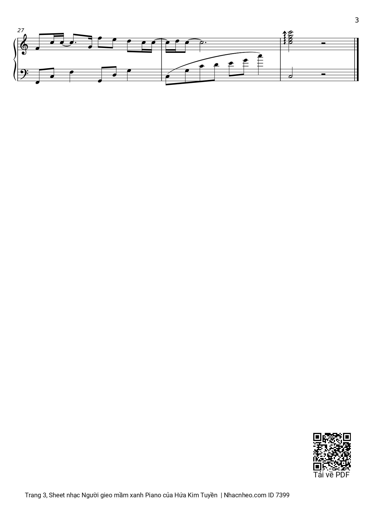 Page 3 of Sheet music PDF Người gieo mầm xanh Piano - Hứa Kim Tuyền