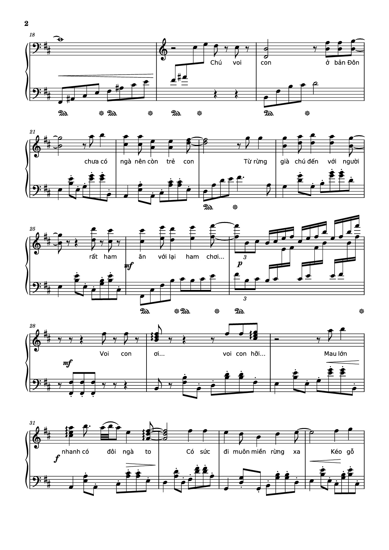 Page 2 of Sheet music PDF Piano Mashup Chú voi con ở bản Đôn + Một lần Thôi + Anh cứ đi đi + Cầu Vồng Khuyết mashup Piano - Phạm Tuyên