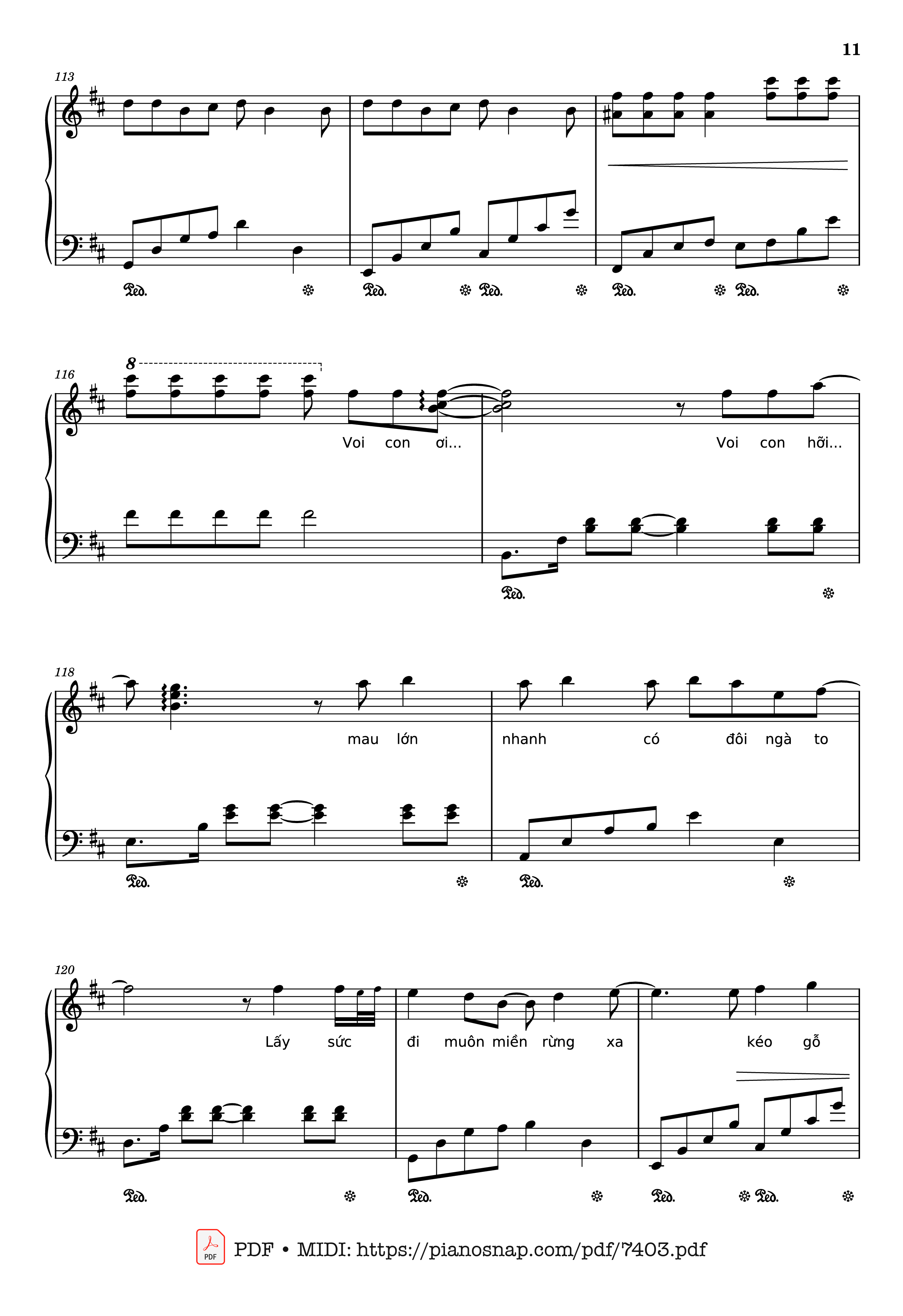 Page 11 of Sheet music PDF Piano Mashup Chú voi con ở bản Đôn + Một lần Thôi + Anh cứ đi đi + Cầu Vồng Khuyết mashup Piano - Phạm Tuyên