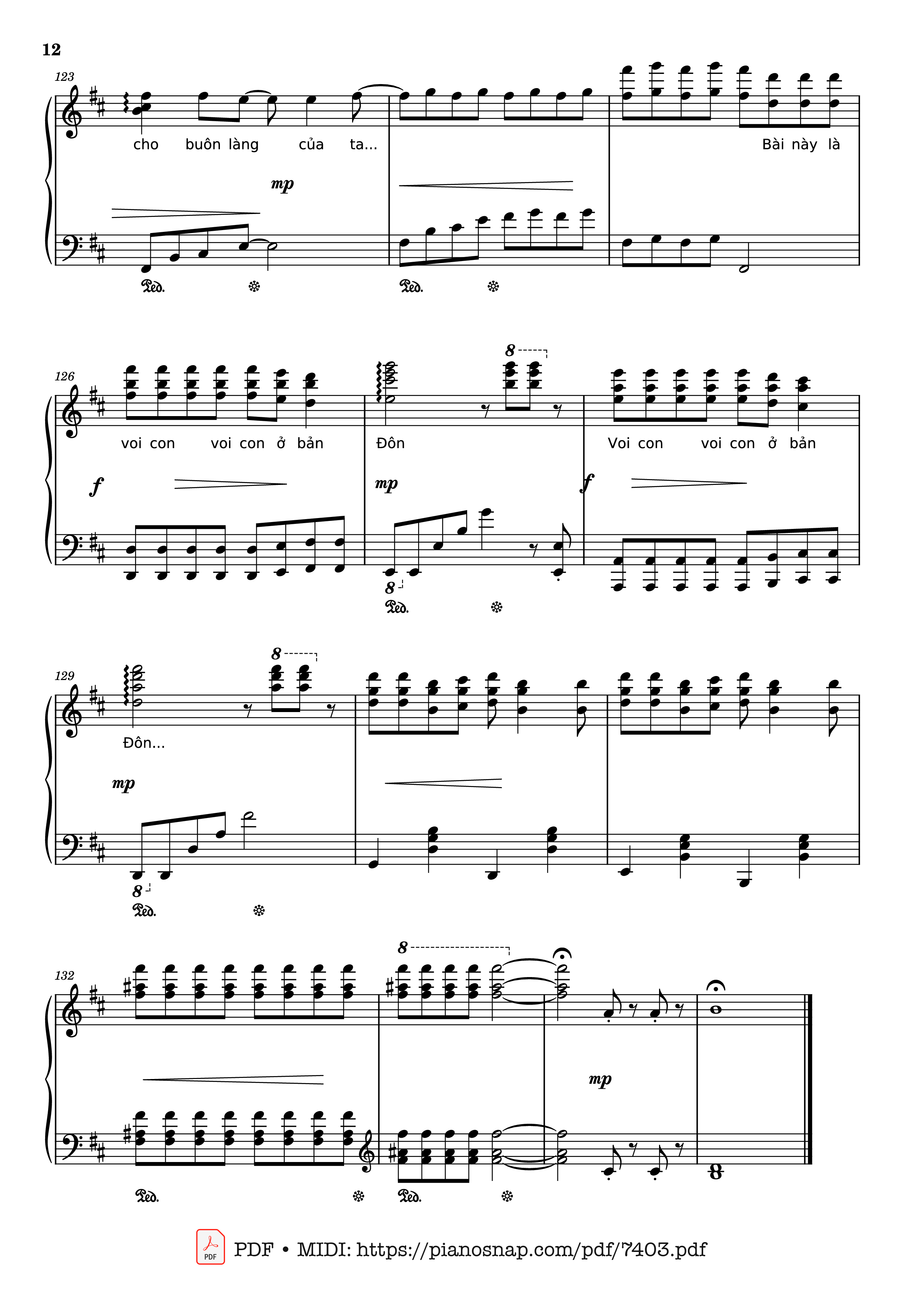 Page 12 of Sheet music PDF Piano Mashup Chú voi con ở bản Đôn + Một lần Thôi + Anh cứ đi đi + Cầu Vồng Khuyết mashup Piano - Phạm Tuyên