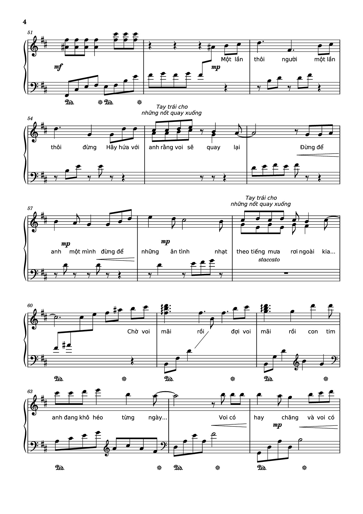 Page 4 of Sheet music PDF Piano Mashup Chú voi con ở bản Đôn + Một lần Thôi + Anh cứ đi đi + Cầu Vồng Khuyết mashup Piano - Phạm Tuyên