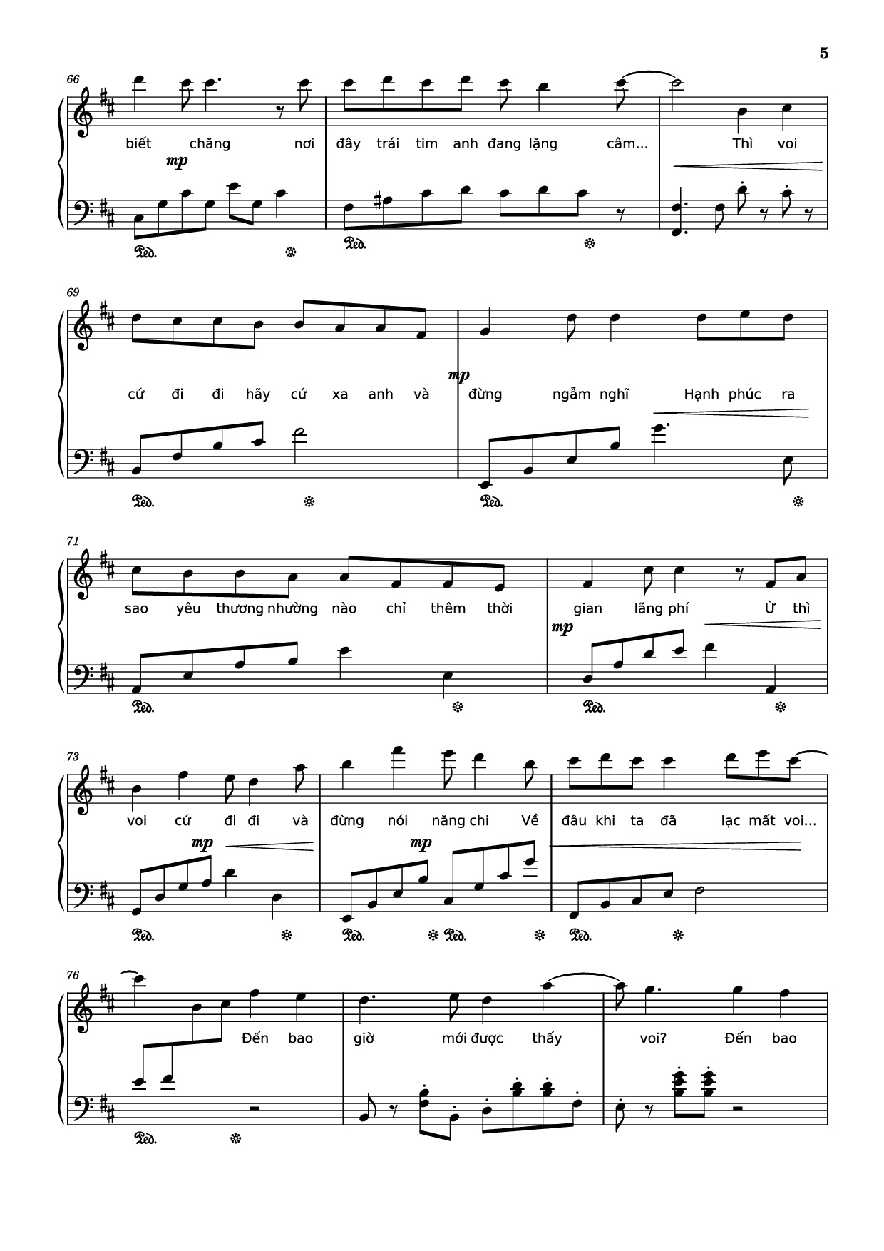 Page 5 of Sheet music PDF Piano Mashup Chú voi con ở bản Đôn + Một lần Thôi + Anh cứ đi đi + Cầu Vồng Khuyết mashup Piano - Phạm Tuyên