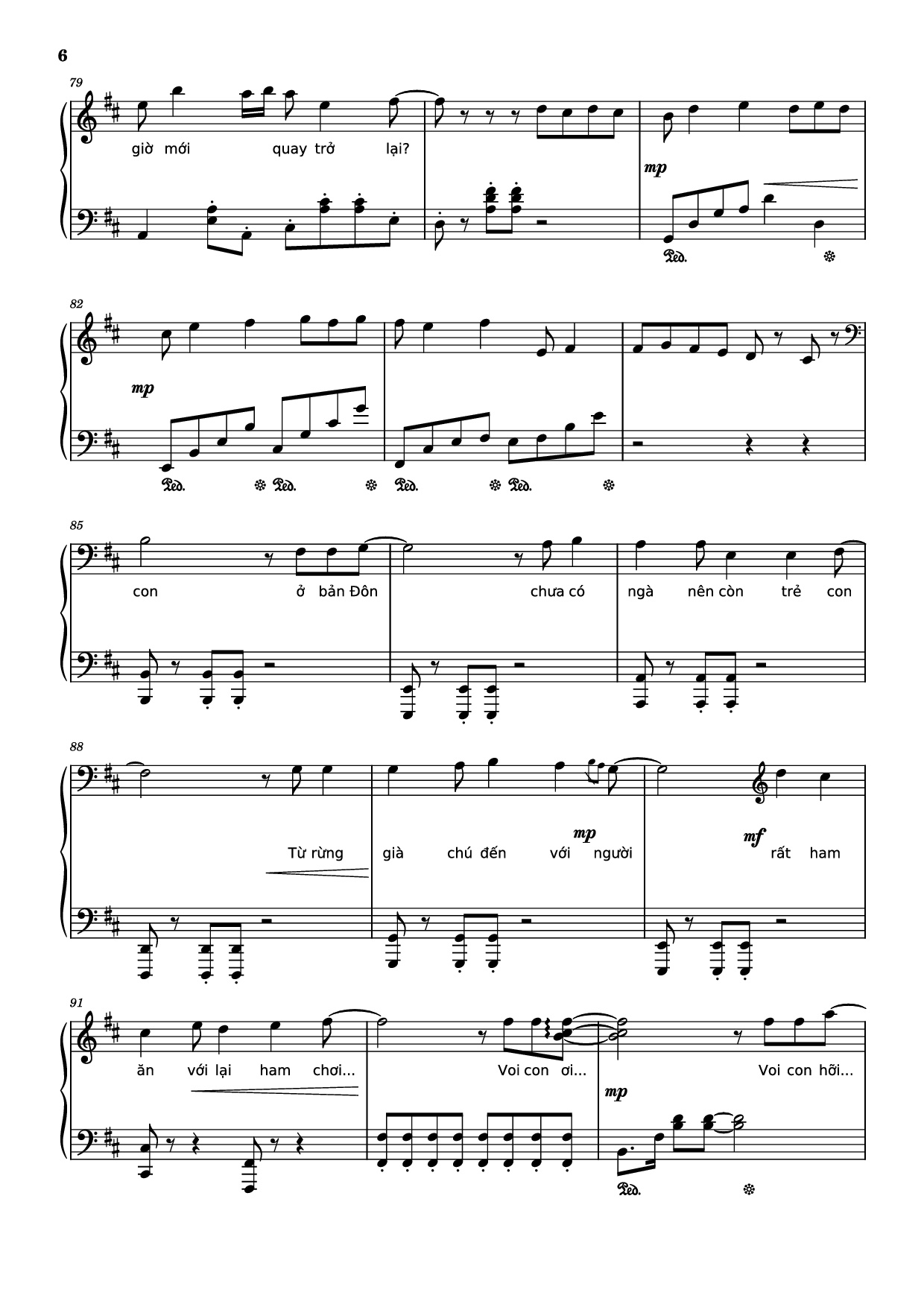 Page 6 of Sheet music PDF Piano Mashup Chú voi con ở bản Đôn + Một lần Thôi + Anh cứ đi đi + Cầu Vồng Khuyết mashup Piano - Phạm Tuyên