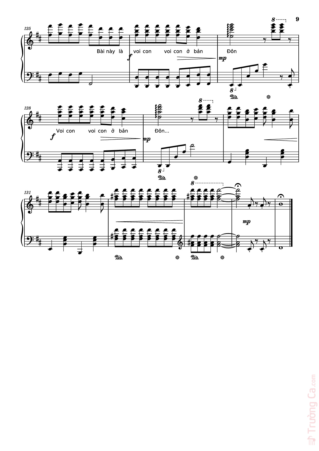 Page 9 of Sheet music PDF Piano Mashup Chú voi con ở bản Đôn + Một lần Thôi + Anh cứ đi đi + Cầu Vồng Khuyết mashup Piano - Phạm Tuyên