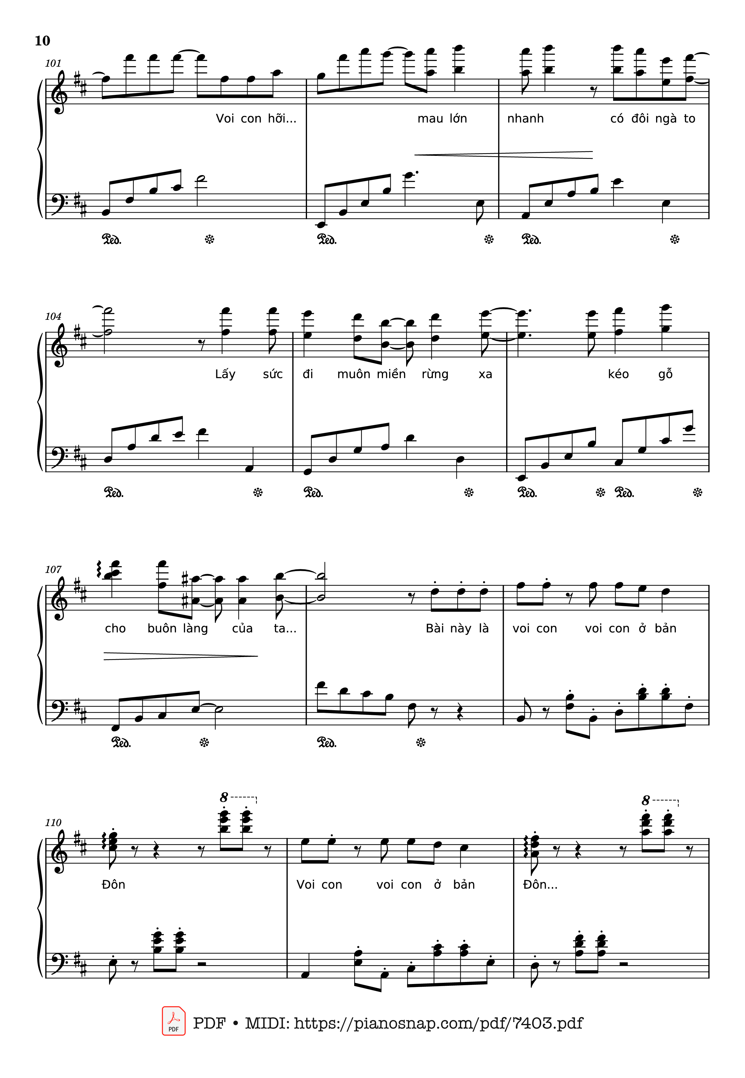 Page 10 of Sheet music PDF Piano Mashup Chú voi con ở bản Đôn + Một lần Thôi + Anh cứ đi đi + Cầu Vồng Khuyết mashup Piano - Phạm Tuyên
