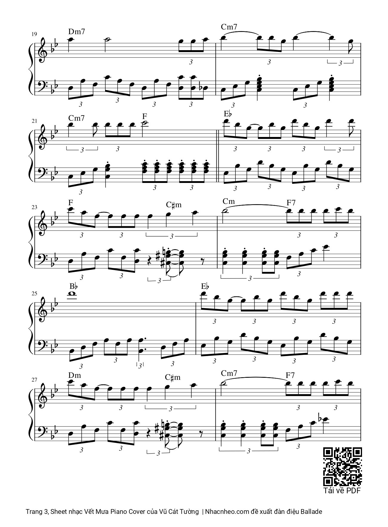 Page 3 of Sheet music PDF Vết Mưa Piano Cover - Vũ Cát Tường