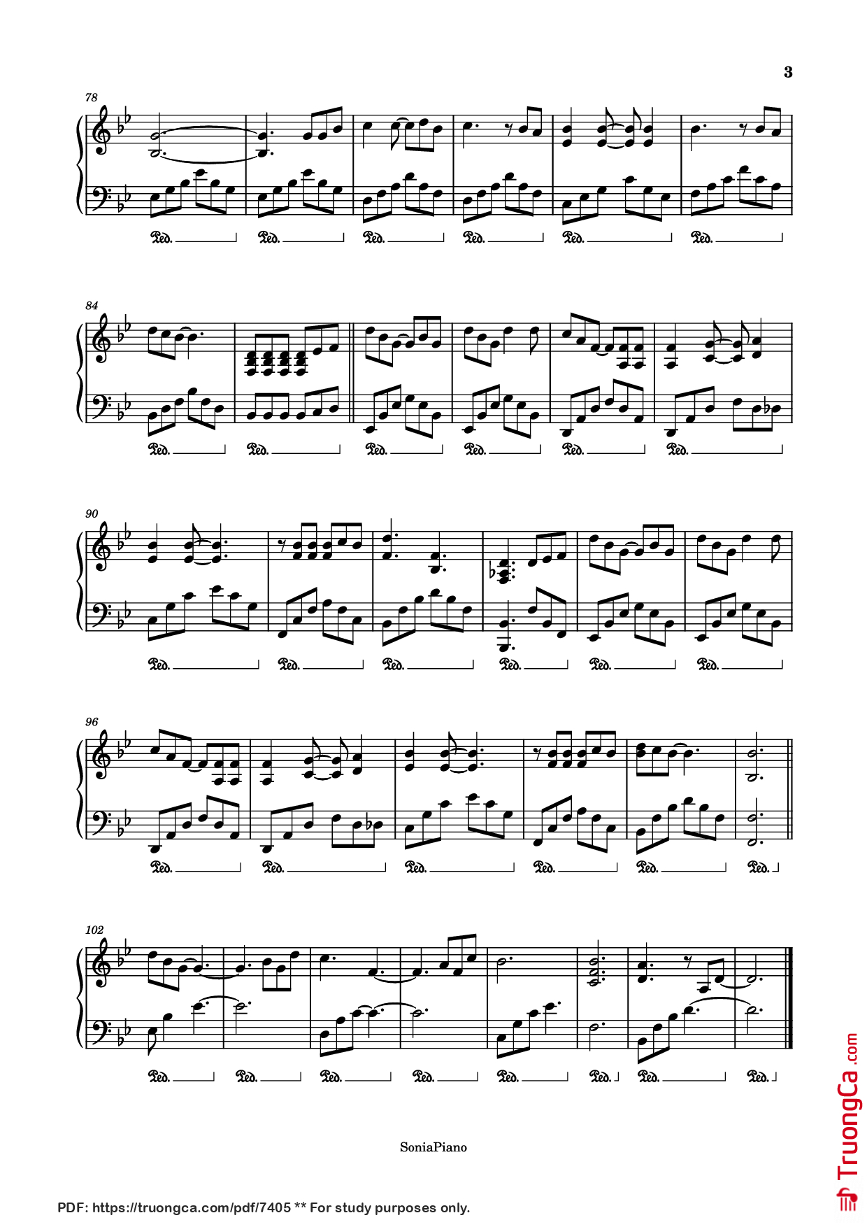 Page 3 of Sheet music PDF Piano Vết Mưa Piano Solo - Vũ Cát Tường