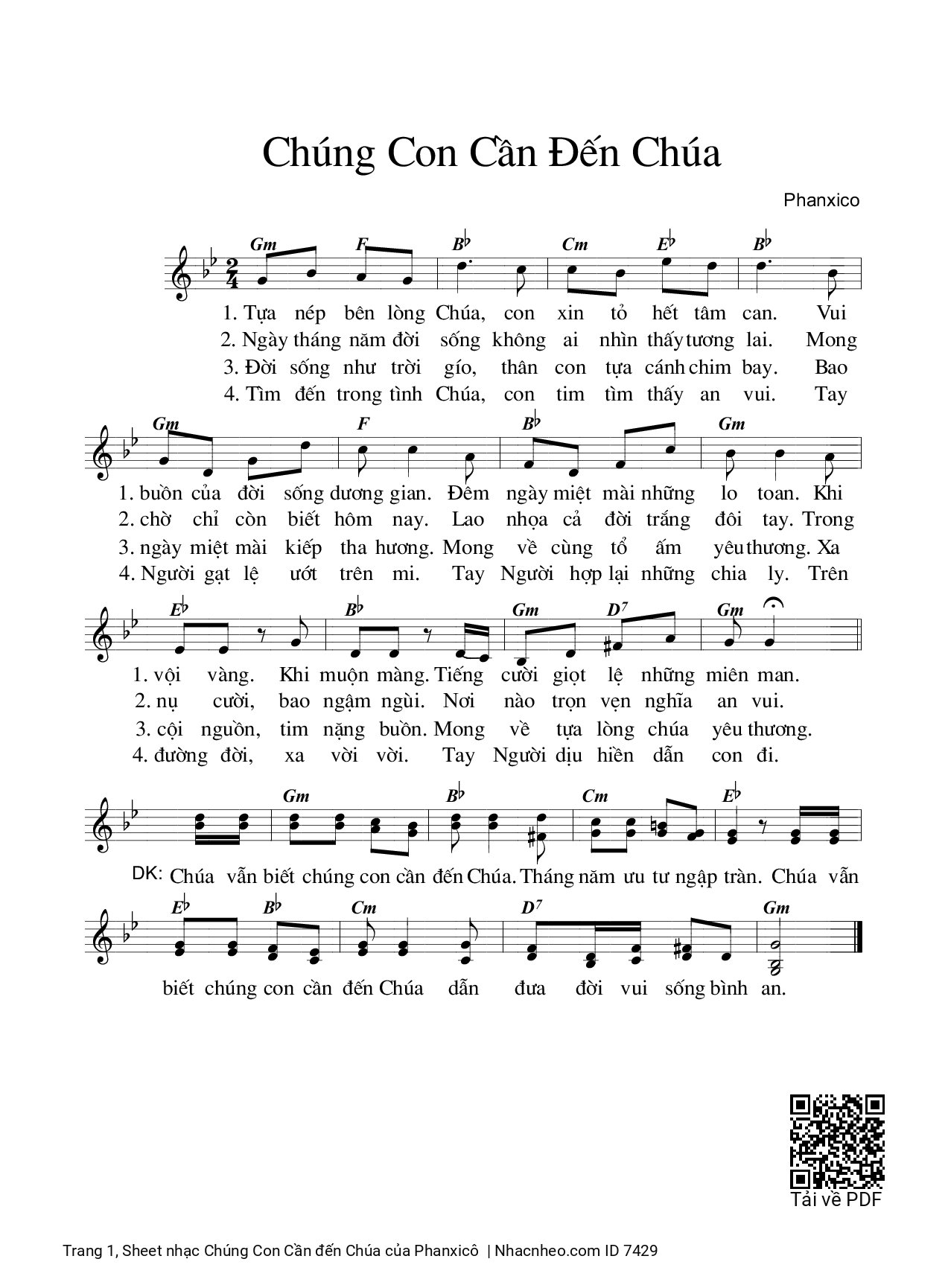 Sheet PDF of Chúng Con Cần đến Chúa