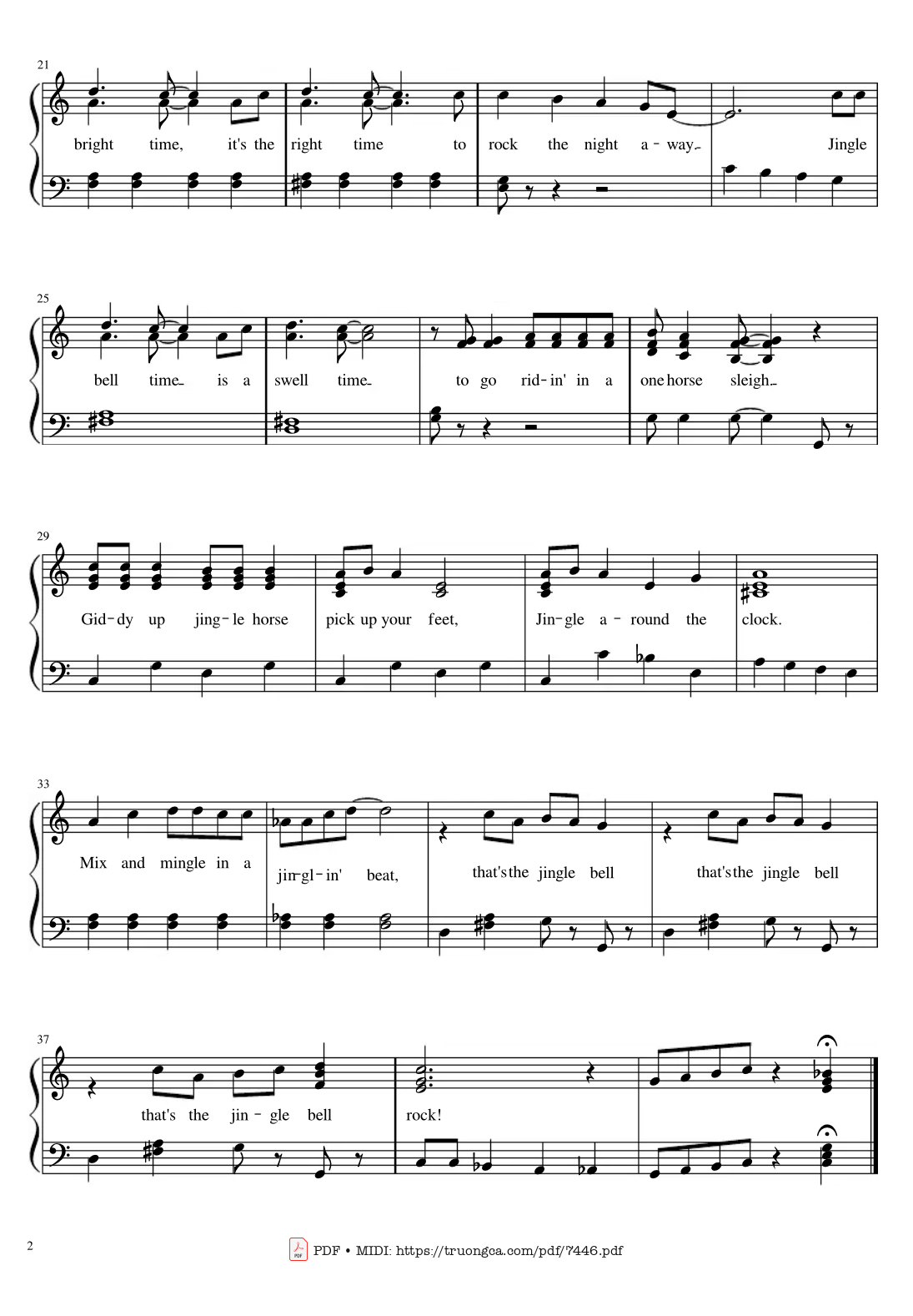 Page 2 of Sheet music PDF Piano Jingle Bell Rock Piano Easy - Joseph Carleton Beal