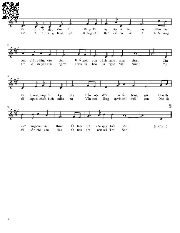 Page 2 of Sheet music PDF Cha tôi - Cao Minh Hưng