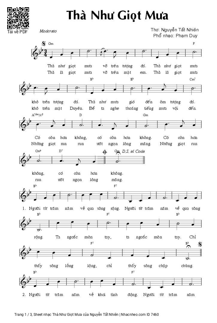Sheet PDF of Thà Như Giọt Mưa
